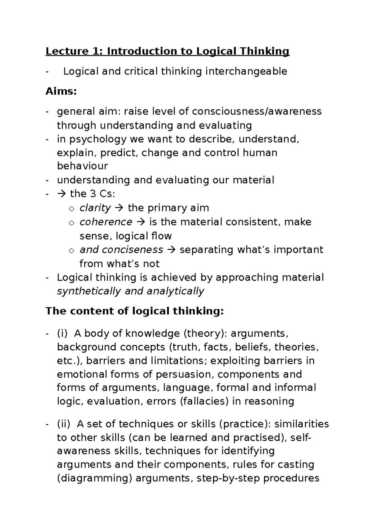 Logic Lect 2 - lecture notes - INTRODUCTION TO LOGICAL THINKING Lecture ...