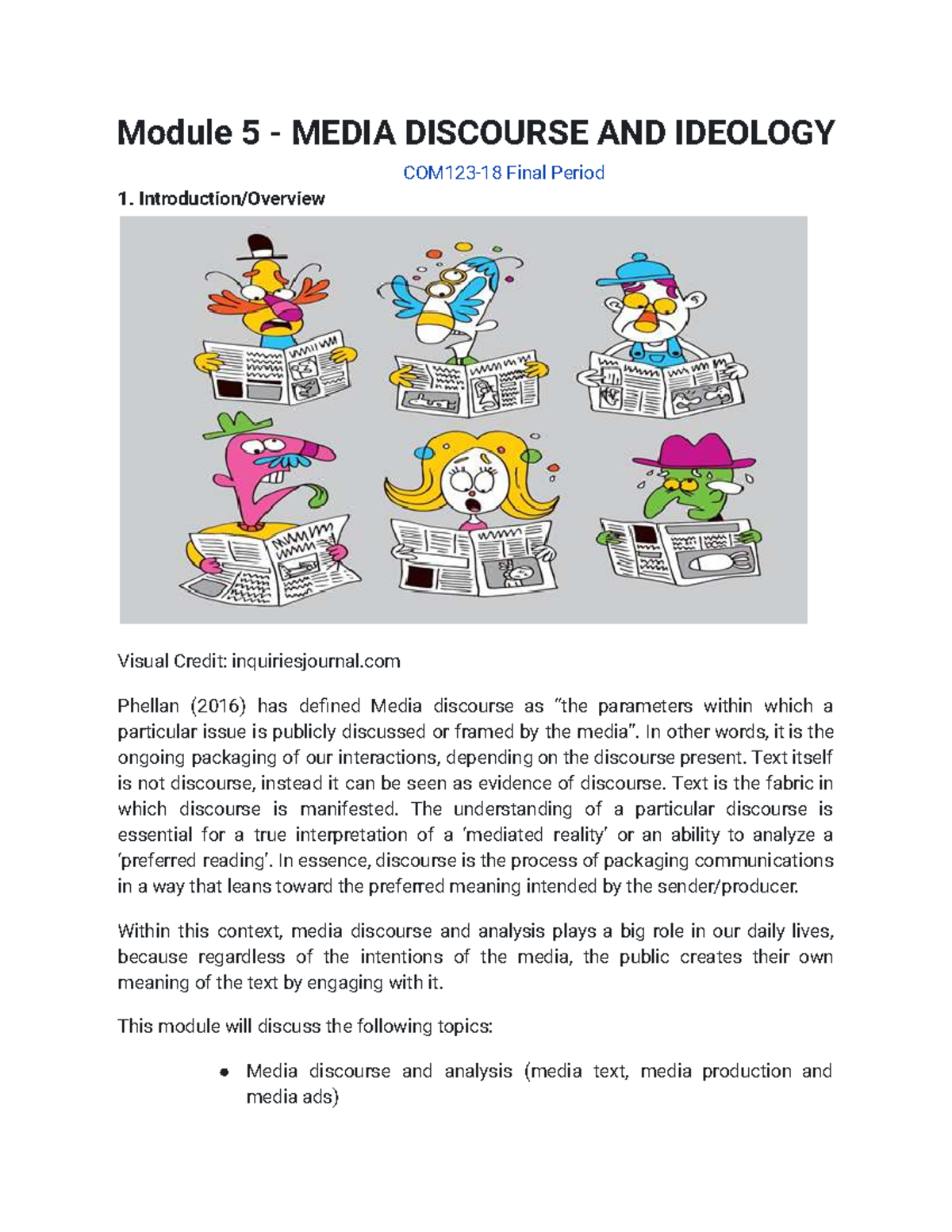 CCS 5: Media Discourse & Ideology - Final Exam Study Notes - Studocu