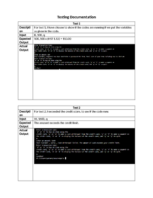 Testing Documentation (Assignment 5) - Testing Documentation Test 1 ...