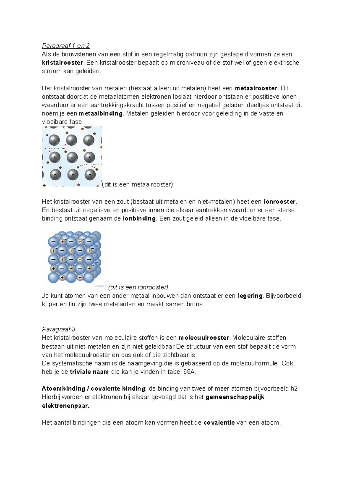 Chemie H3 - Samenvatting Kristalstructuren en Bindingen - Studeersnel