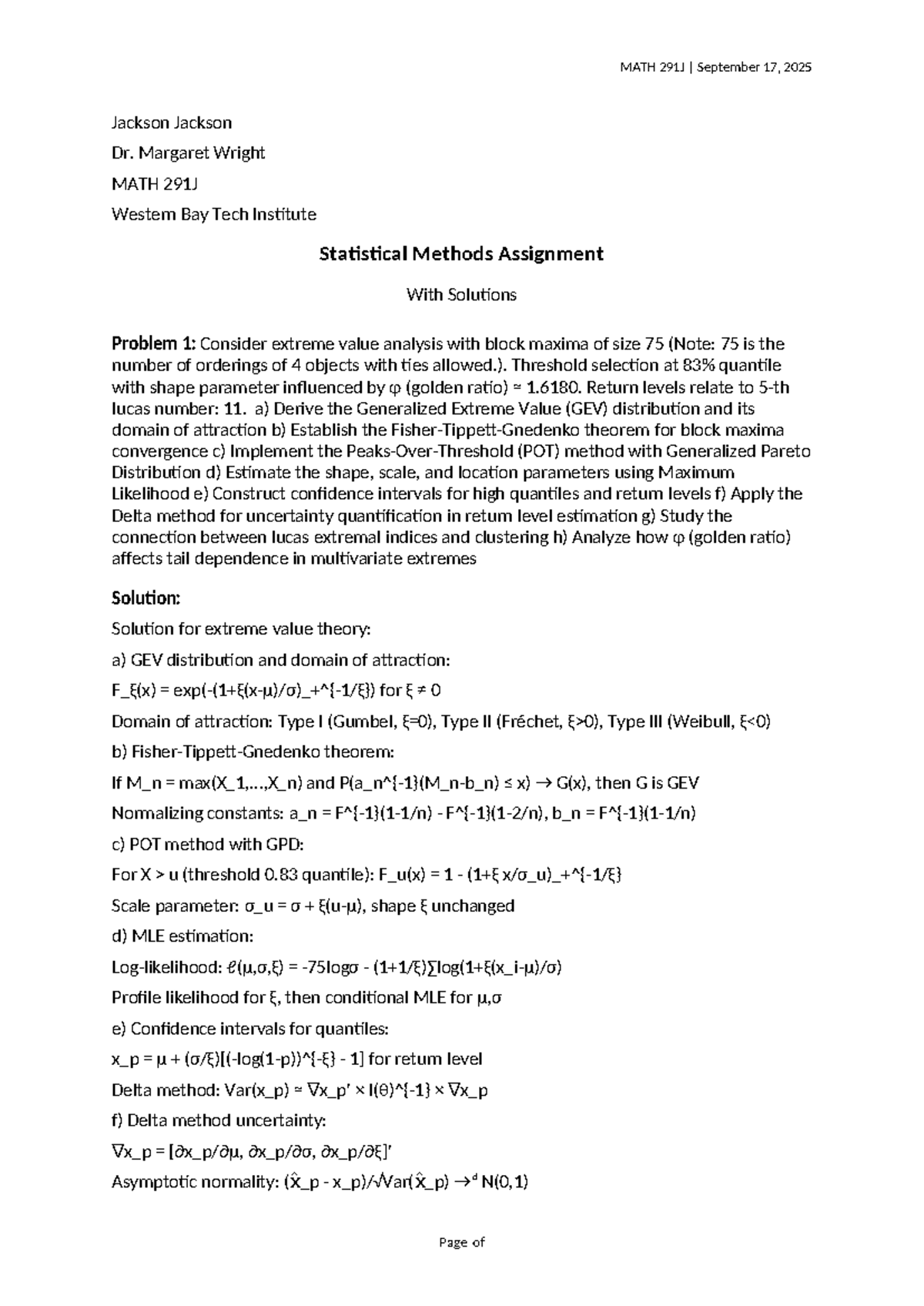 STAT 302 Final Exam Solutions: Advanced Statistical Methods - Studocu