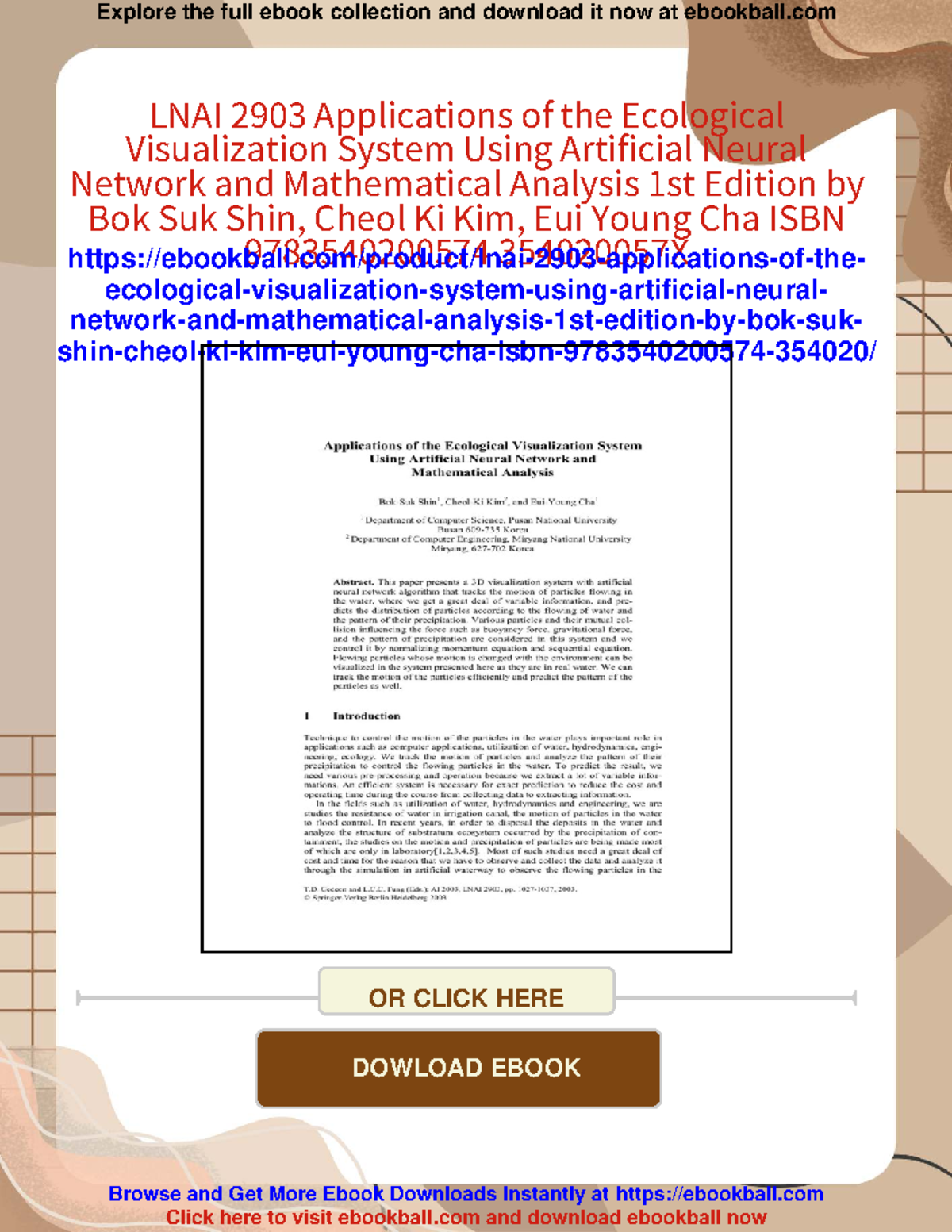 LNAI 2903 Applications of Ecological Visualization Using ANN and Math ...
