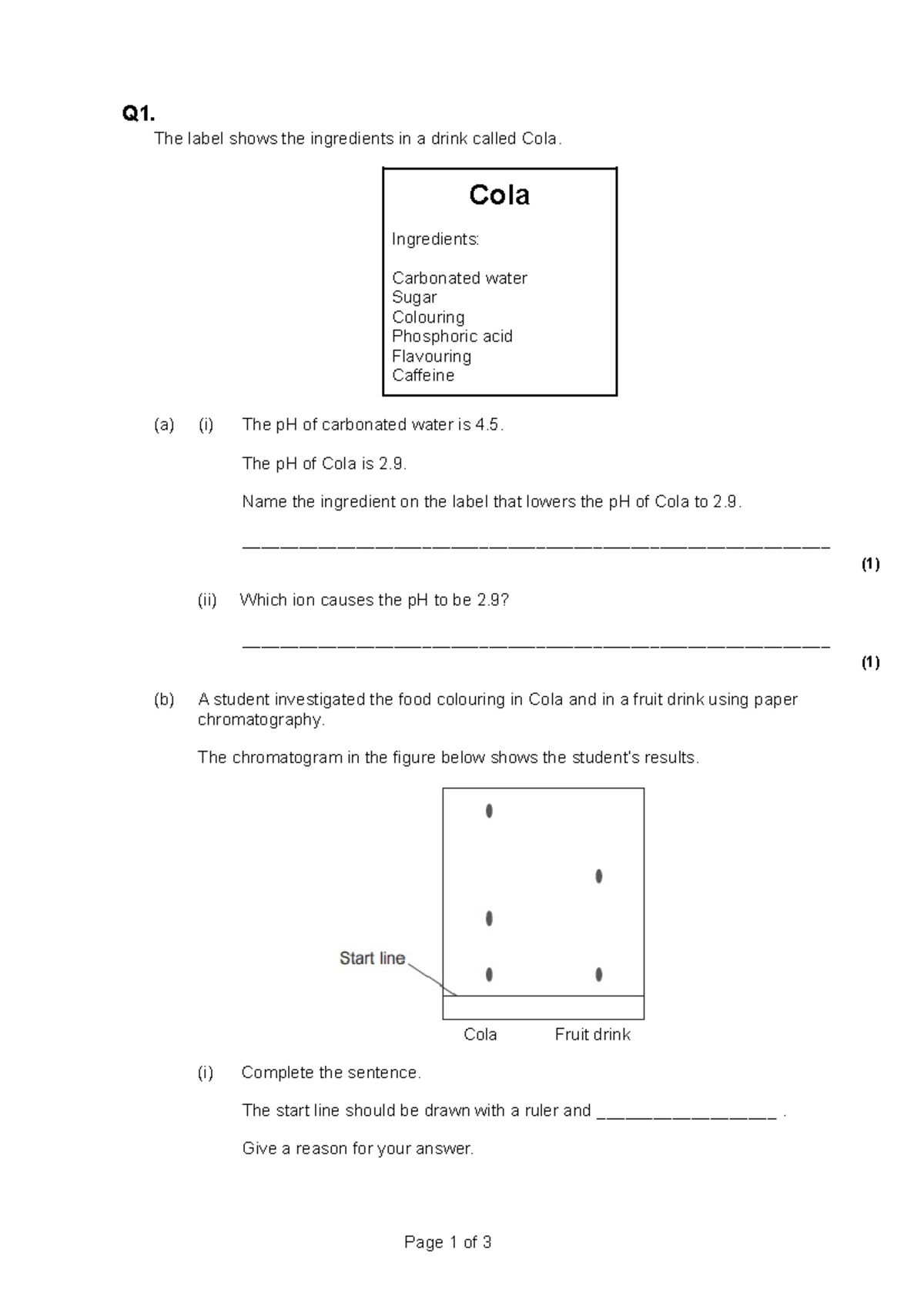 Chromatography Exam Questions (CHEM 201) - Student Copy - Studocu