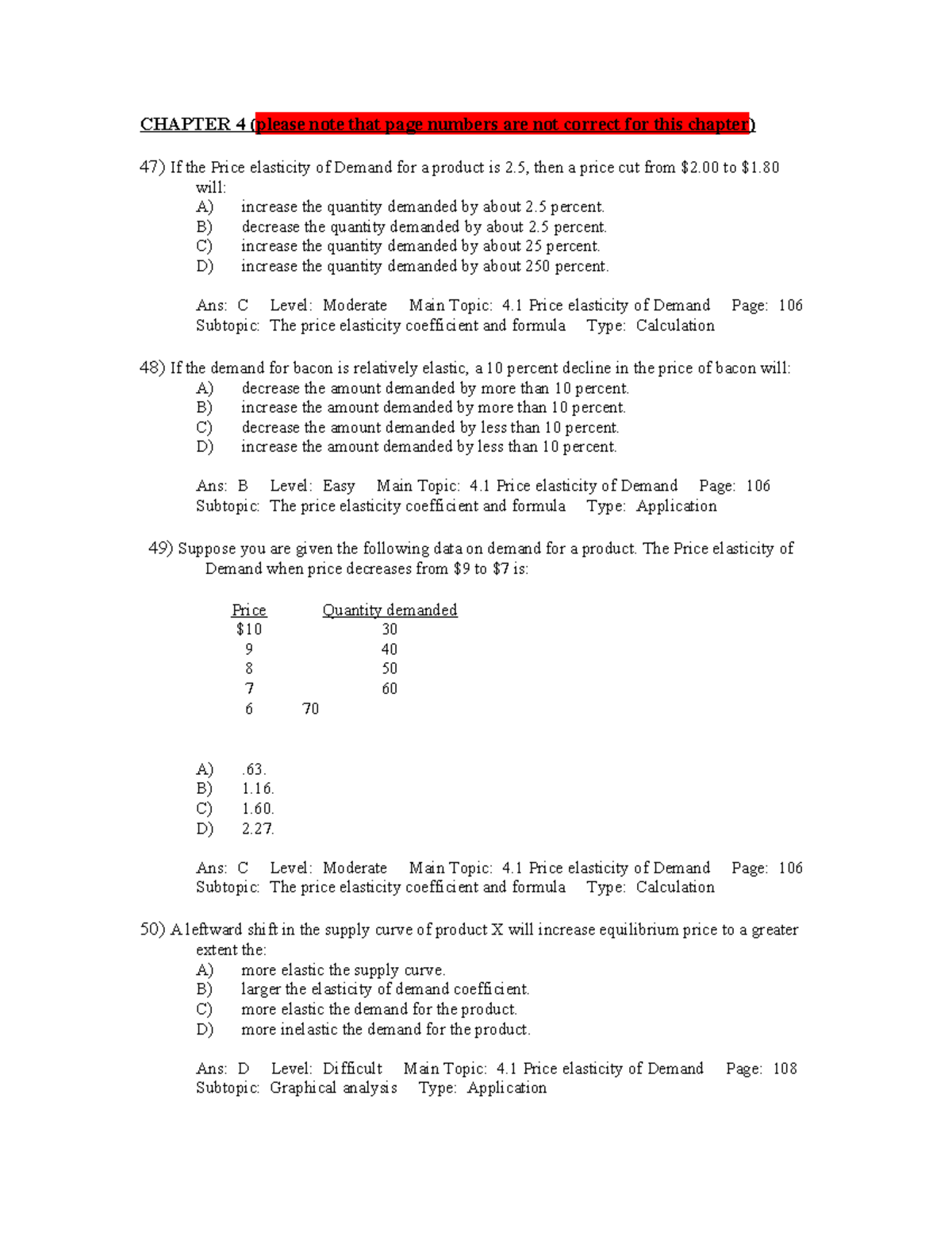Chapter 4: Price Elasticity of Demand & Total Revenue Analysis - Studocu