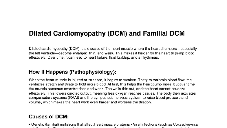 Dilated Cardiomyopathy (DCM) Study Guide: Causes, Symptoms & Treatment ...