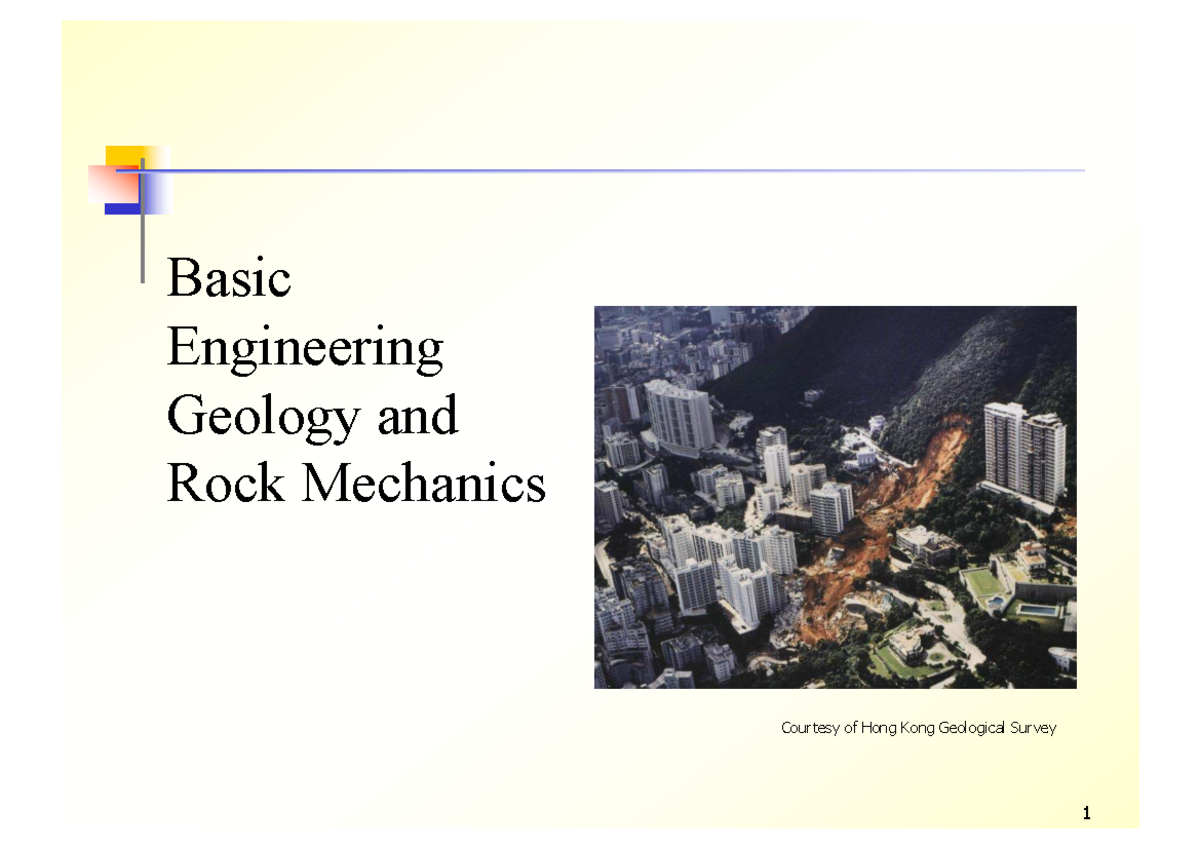 Basic Engineering Geology & Rock Mechanics (ENGG 101) Lecture Notes ...