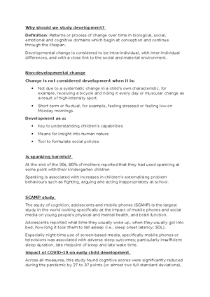 Developmental psych summary - Summary of Developmental Psychology: Week ...