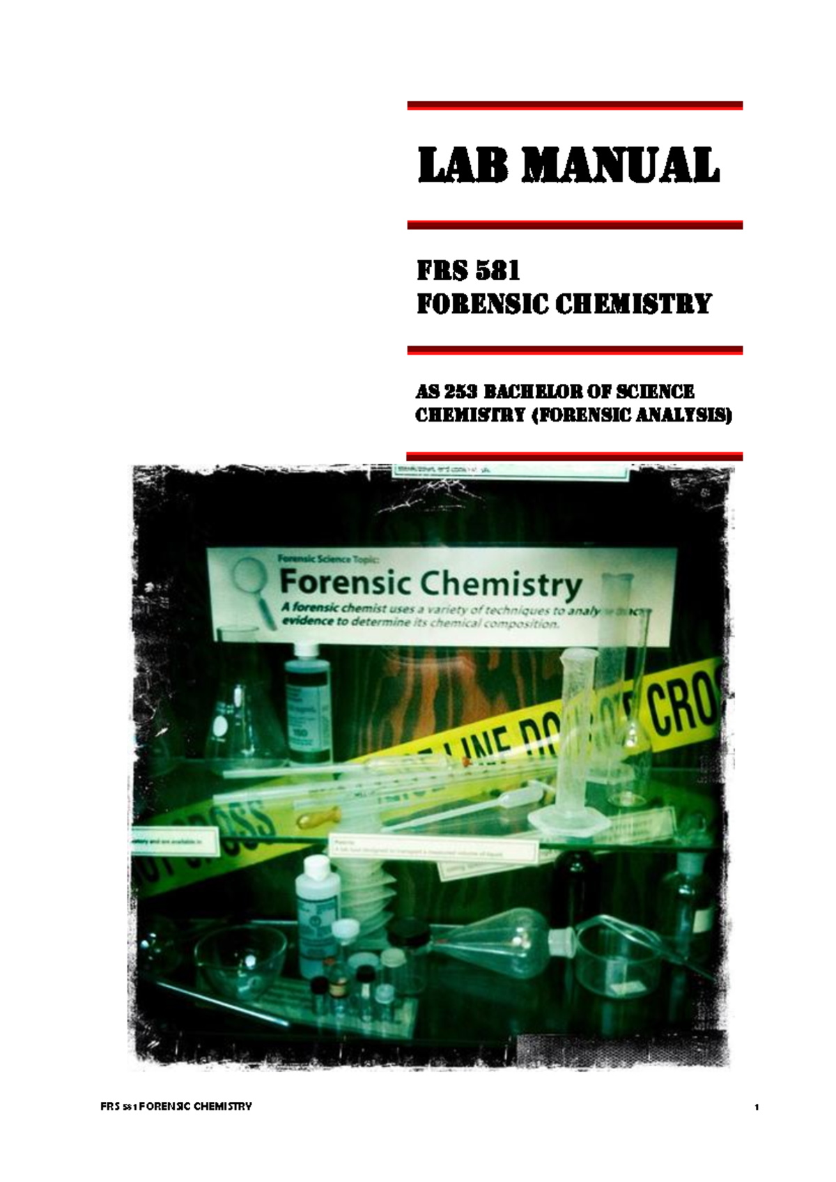 Laboratory Manual Forensic Chemistry FRS581 - UiTM - Studocu