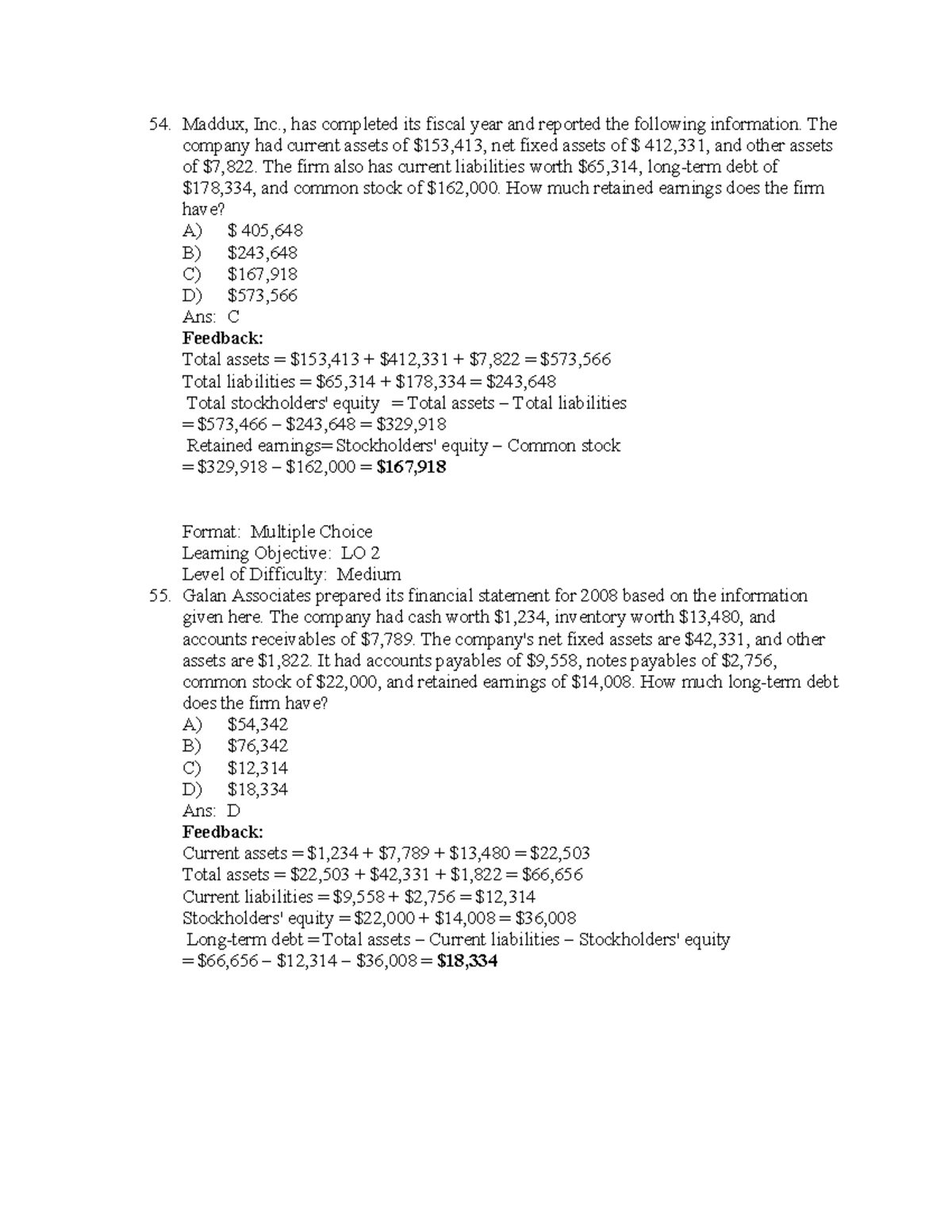 Chap 8+9 Mock Questions & Answers for Finance 101 - Studocu