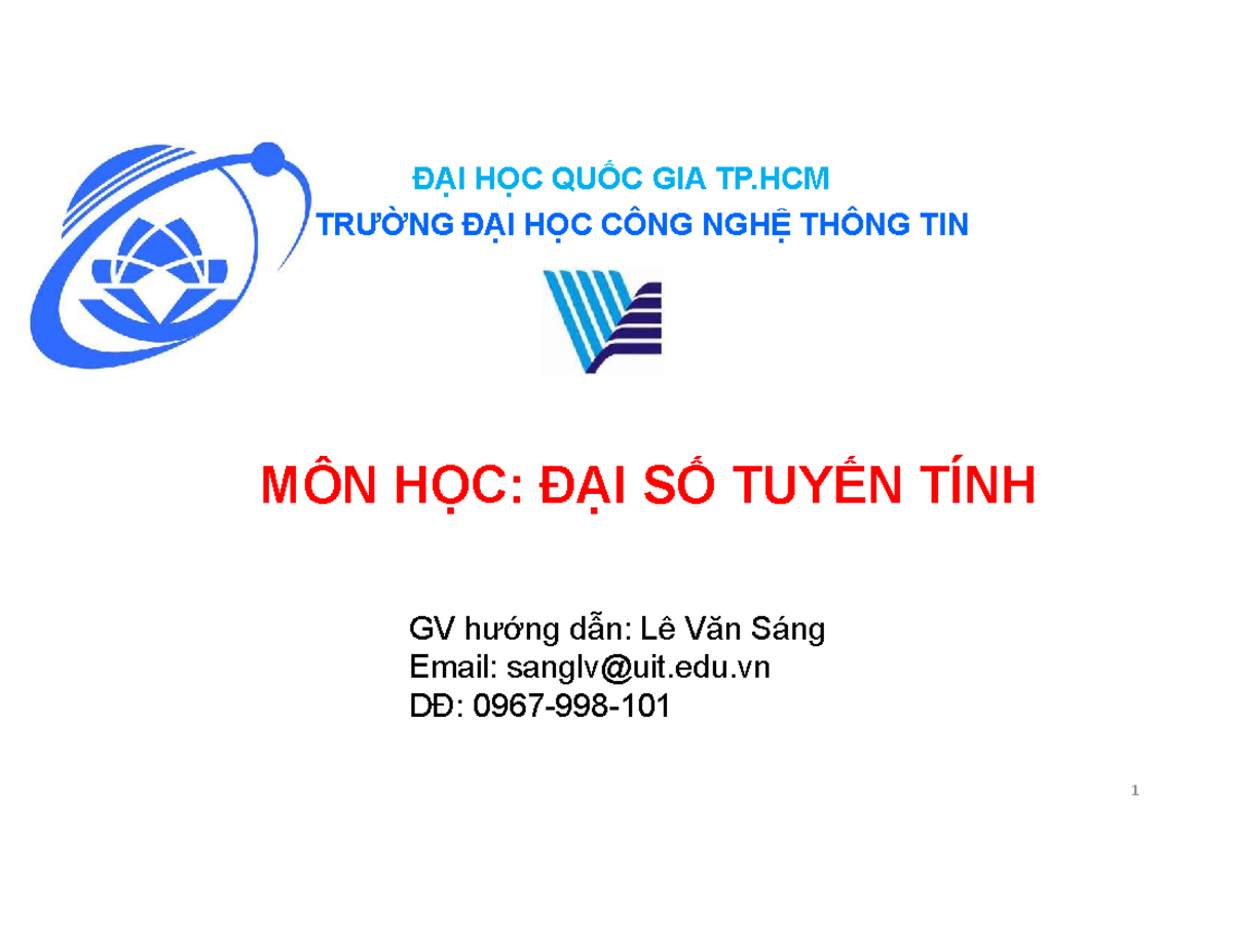 Đại số Tuyến Tính - Chương 0: Số Phức (Môn: ĐSTN) - Studocu