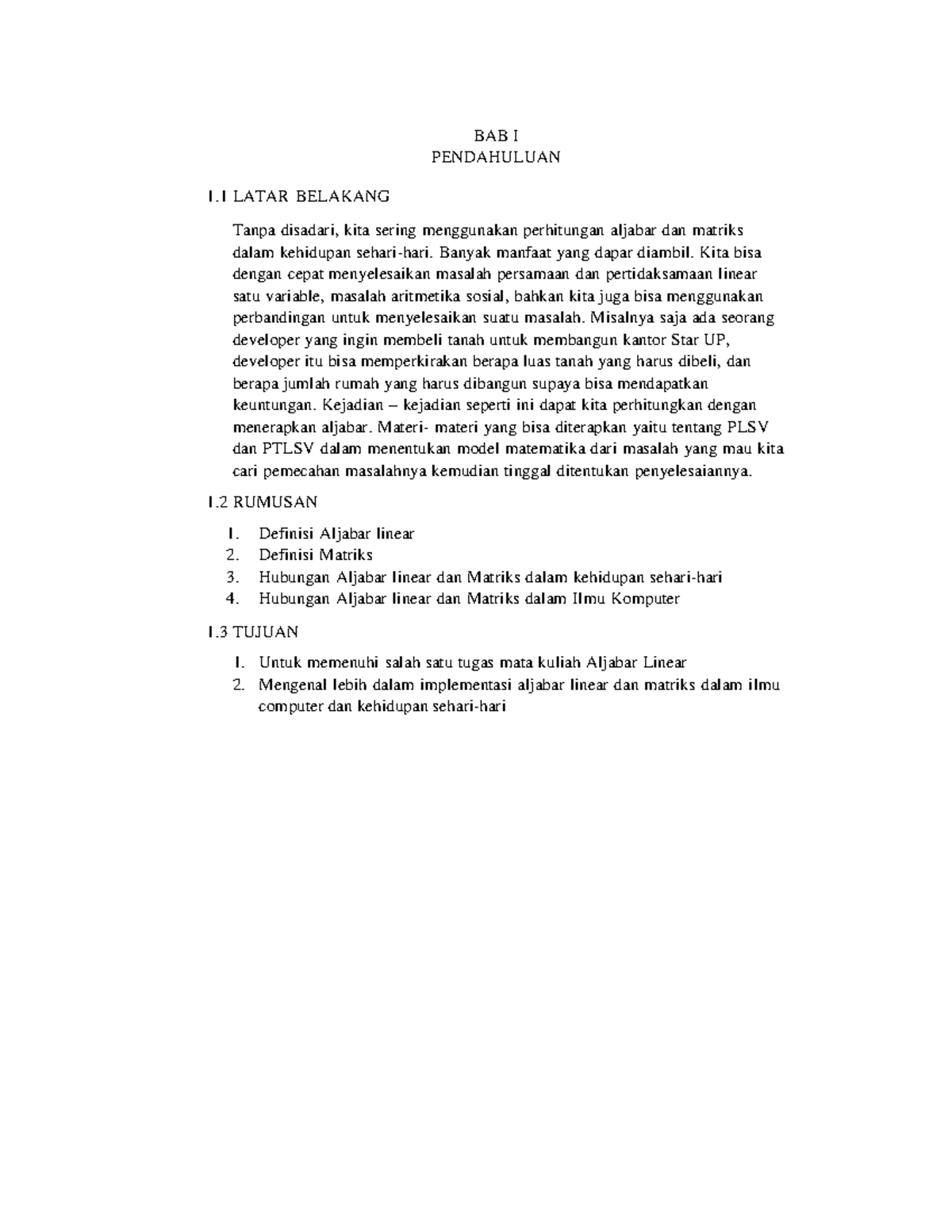 Konsep Aljabar Linear dan Matriks dalam Pemecahan Masalah - ALJ101 ...