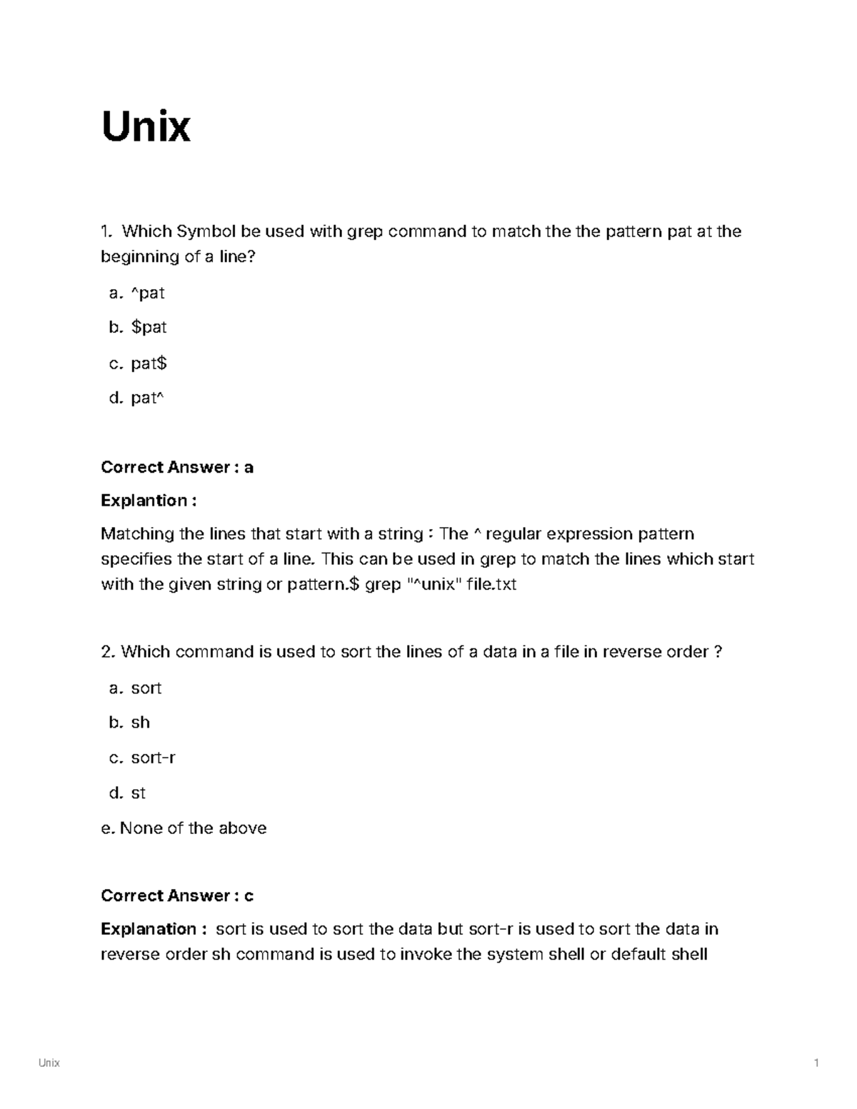 Unix 1: Essential Commands and Concepts for Beginners - Studocu