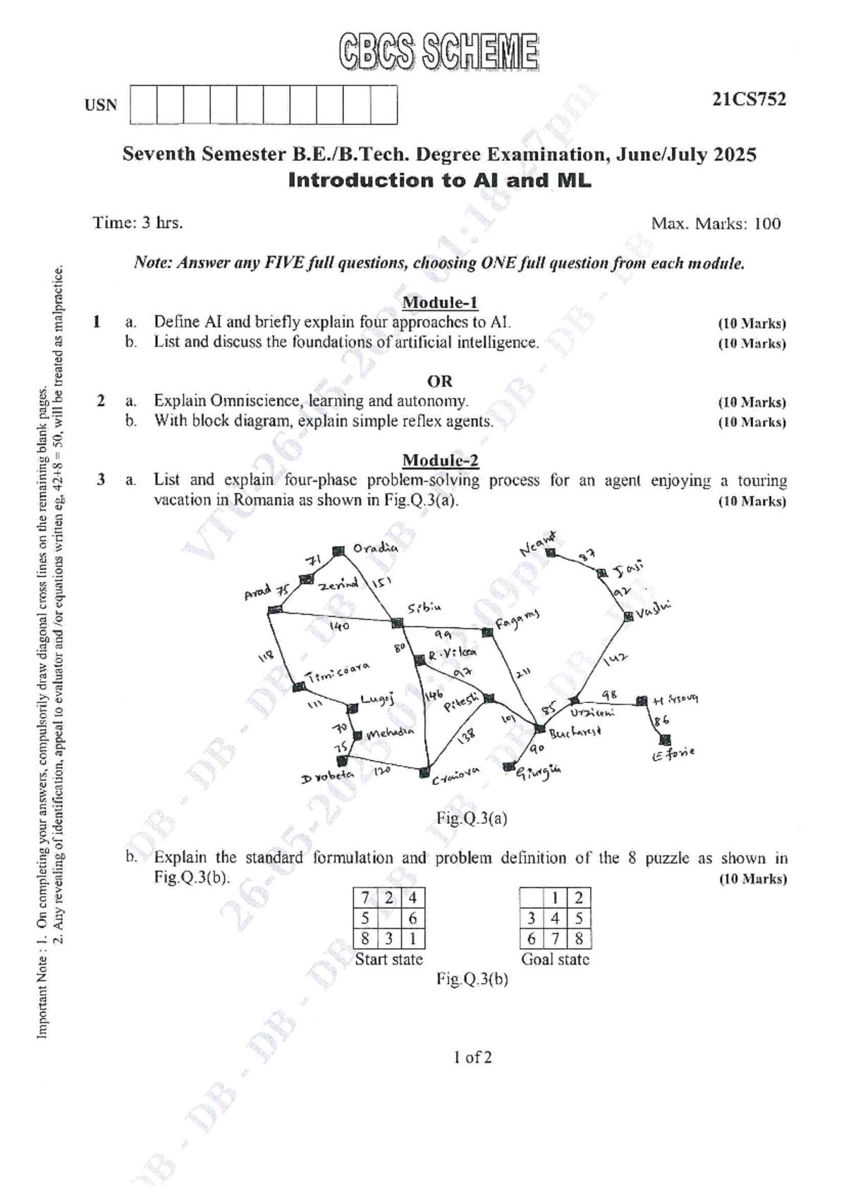 21CS752 Seventh Sem Exam Notes: Intro to AI & ML (2025) - Studocu