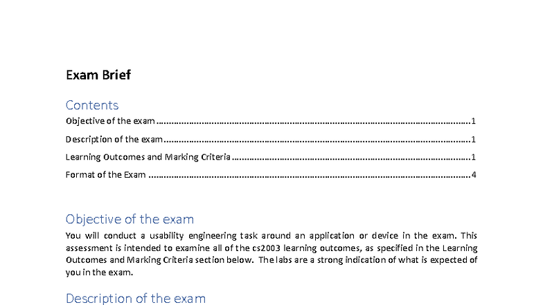 CS2003 Usability Engineering Exam Brief - Study Guide - Studocu