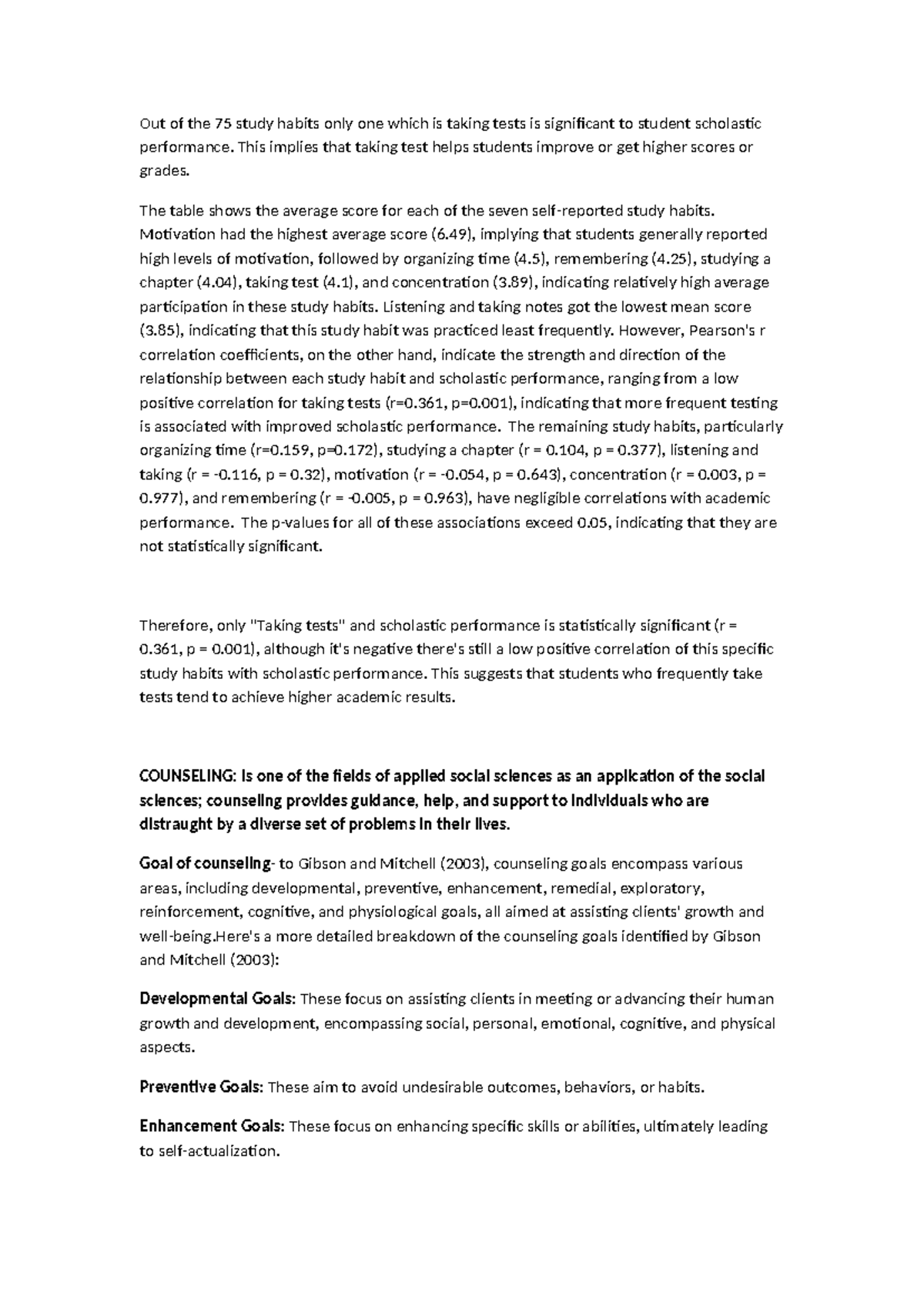Study Habits and Their Impact on Academic Performance: A Counseling ...