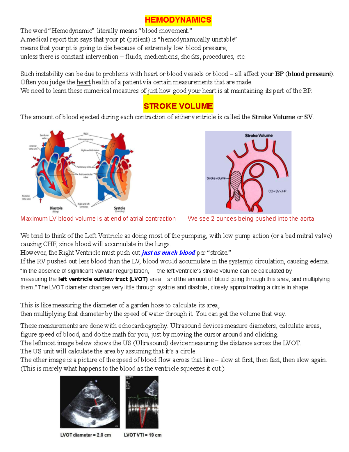 HEMODYNAMICS: Stroke Volume & Cardiac Output Explained - Studocu