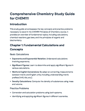 CHEM111 Final Exam Study Guide: Principles of Chemistry Topics - CHEM ...