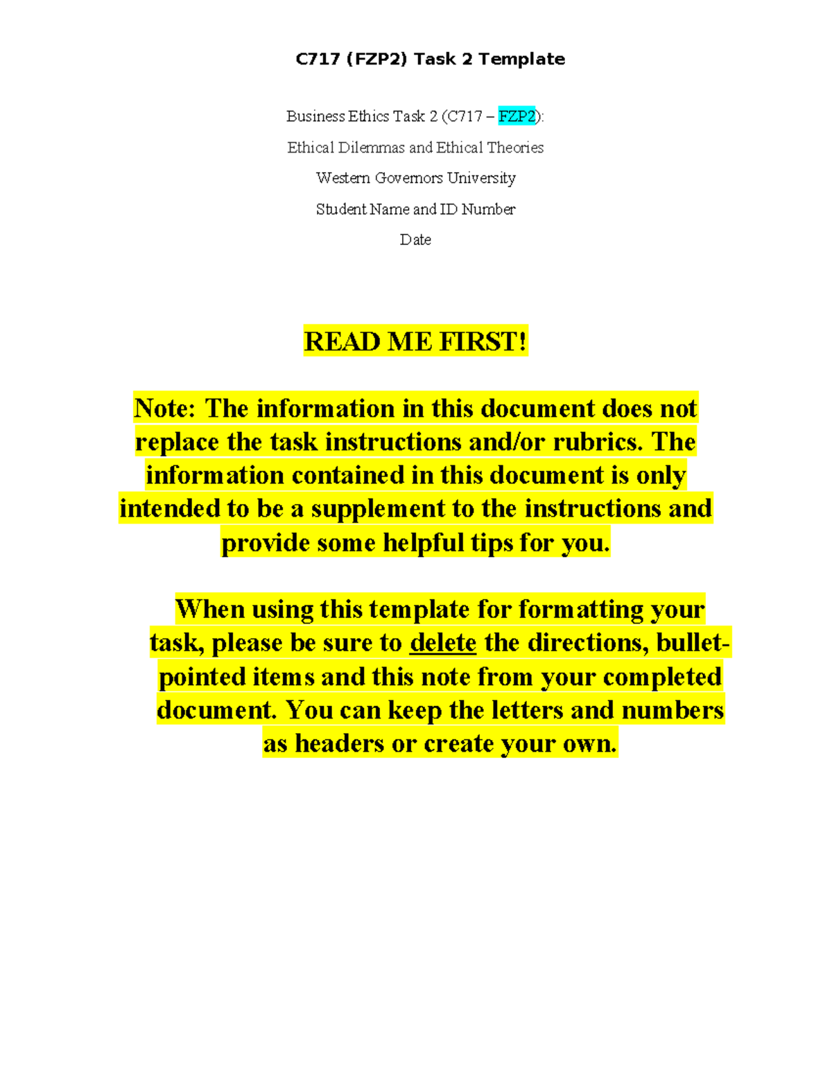 C717 (FZP2) Task 2 Template: Analyzing Ethical Dilemmas and Theories ...