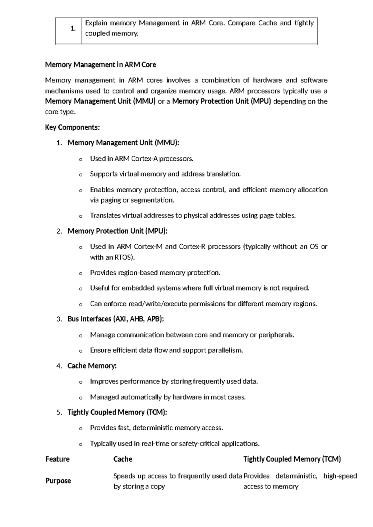 Microcontroller Solutions: ARM Memory Management & Dataflow Analysis ...