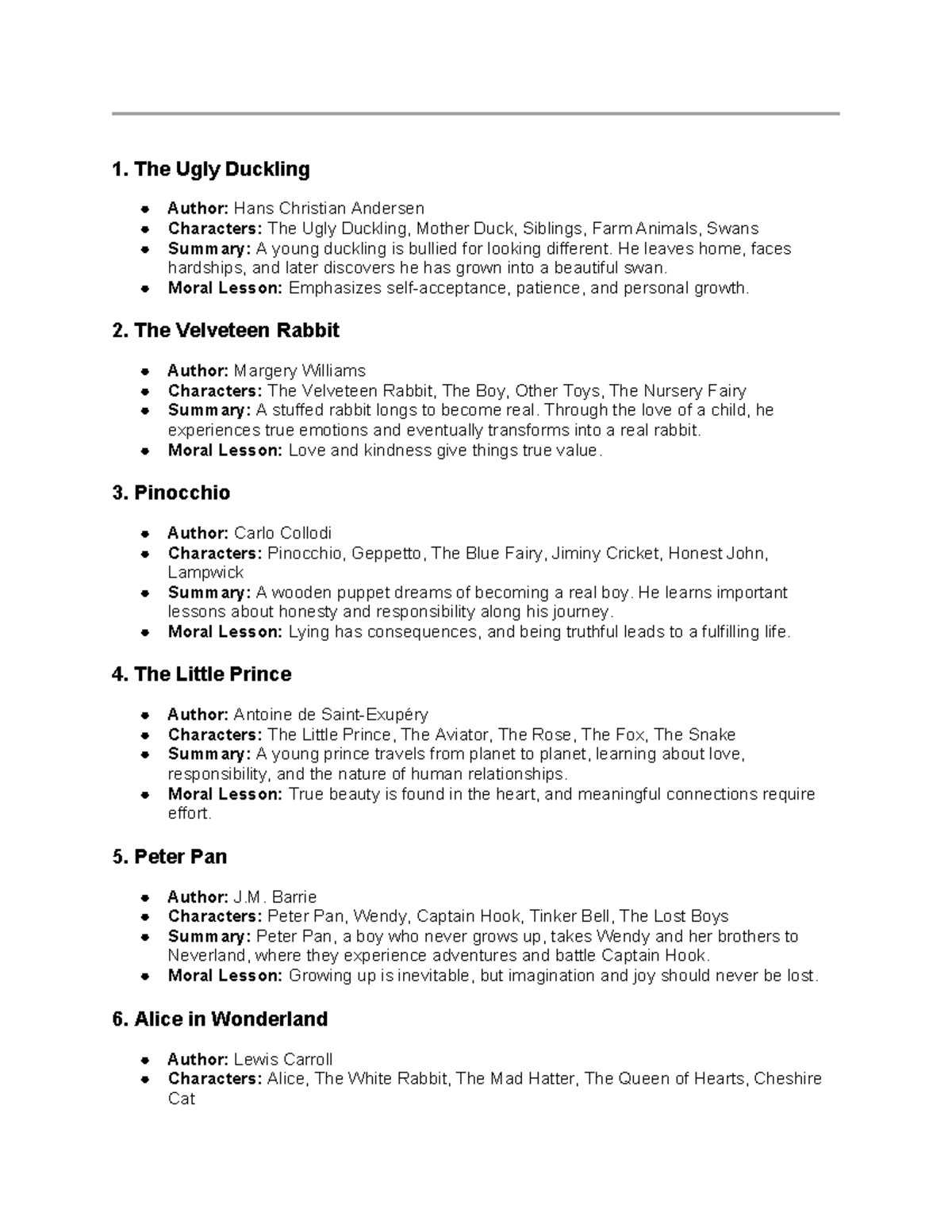 Literature Notes: Classic Tales & Their Moral Lessons - Studocu