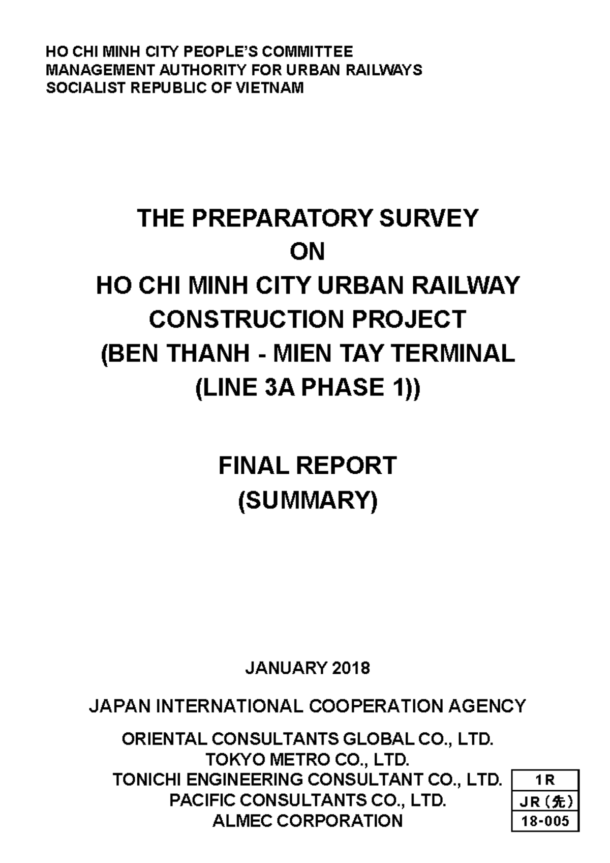 Final Report Summary: Ho Chi Minh City Urban Railway Project (Line 3A ...