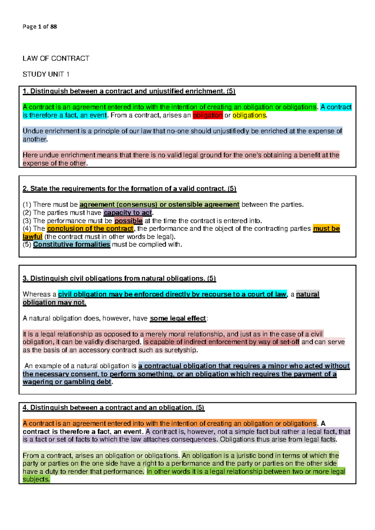 Law of Contract: Summary & Key Concepts (LAW101) - Studocu