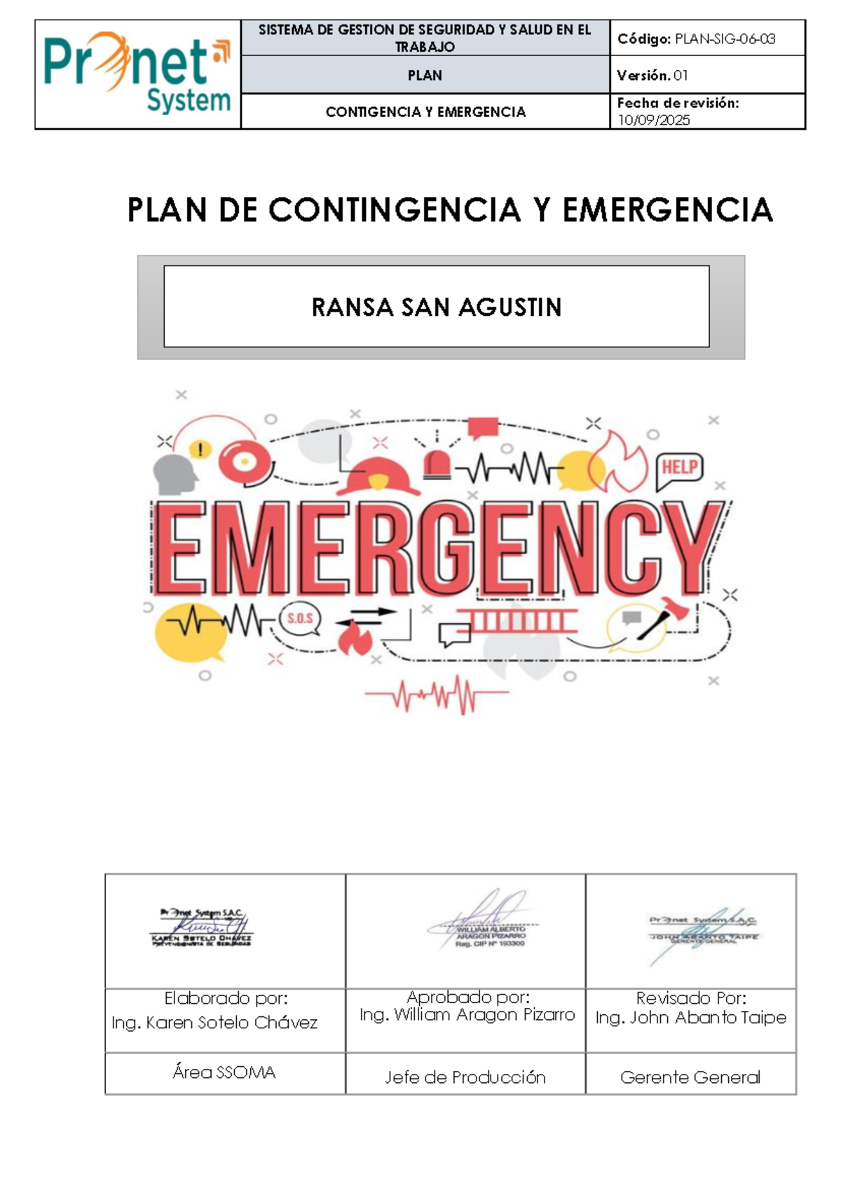 PLAN DE CONTINGENCIA Y EMERGENCIA - RANSA SAN AGUSTIN (PLA-SIG-06-03 ...