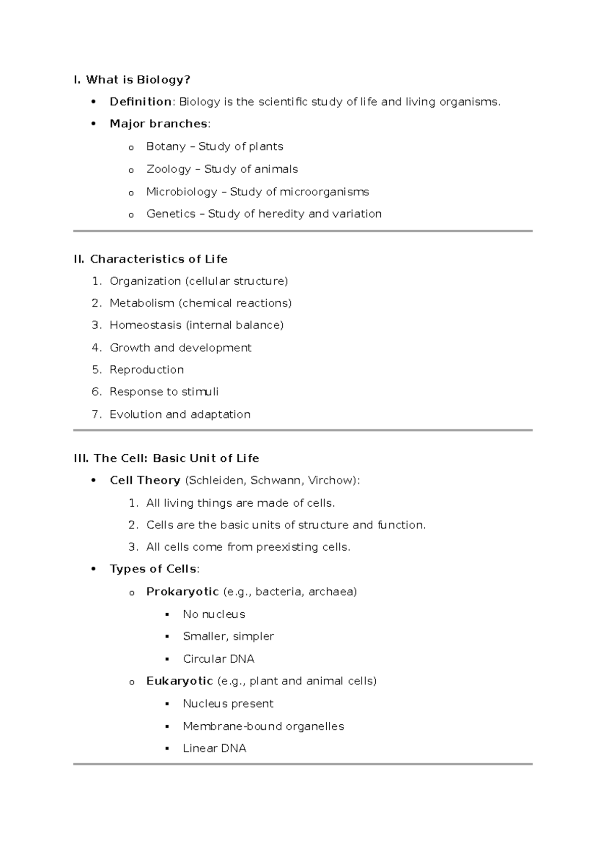 Lecture 2 - Class 2 Notes: Introduction to Biology and Cell Theory ...