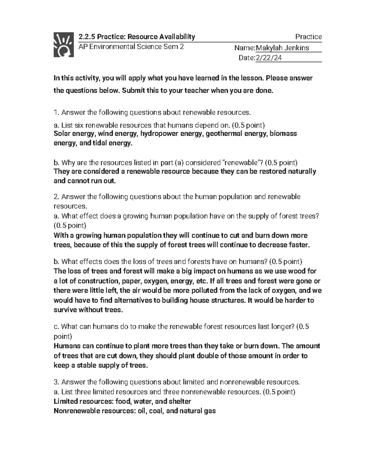 2.2.5 Practice - Understanding Resource Availability in AP Env Sci ...