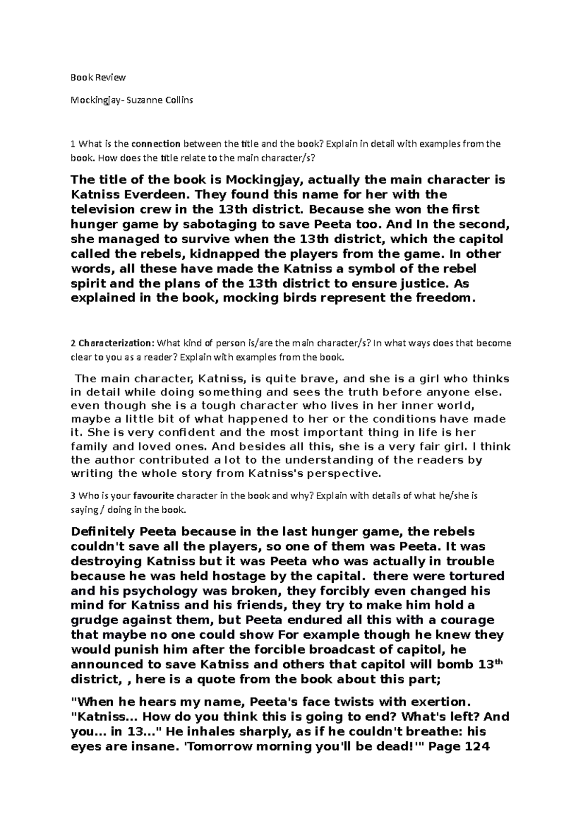 Book Review: Mockingjay (Final Exam Notes) - Studeersnel