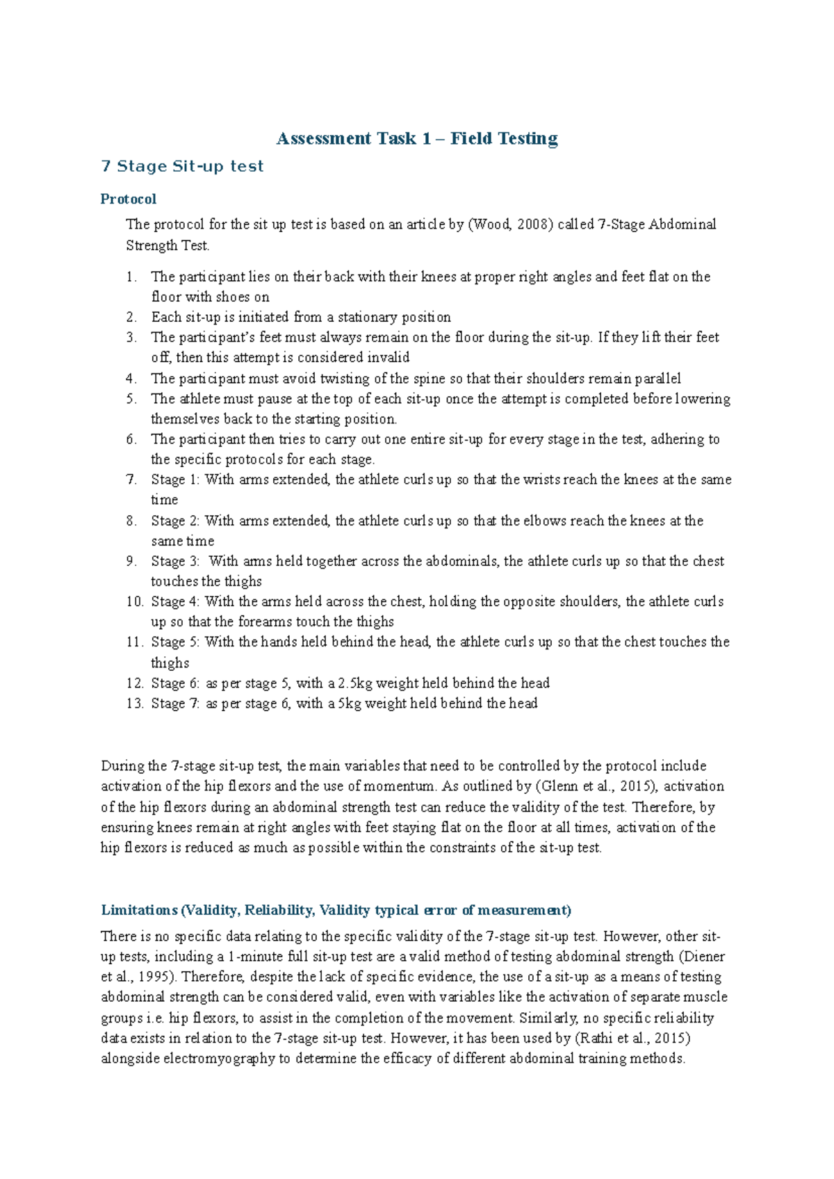 S&C - Assignment 1 - Field Testing Protocols for Sit-Up & Grip Tests ...