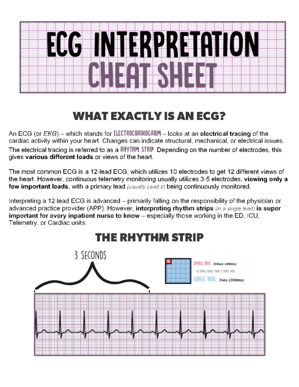 ECG Interpretation: Understanding Cardiac Rhythms and Ectopy - Studocu