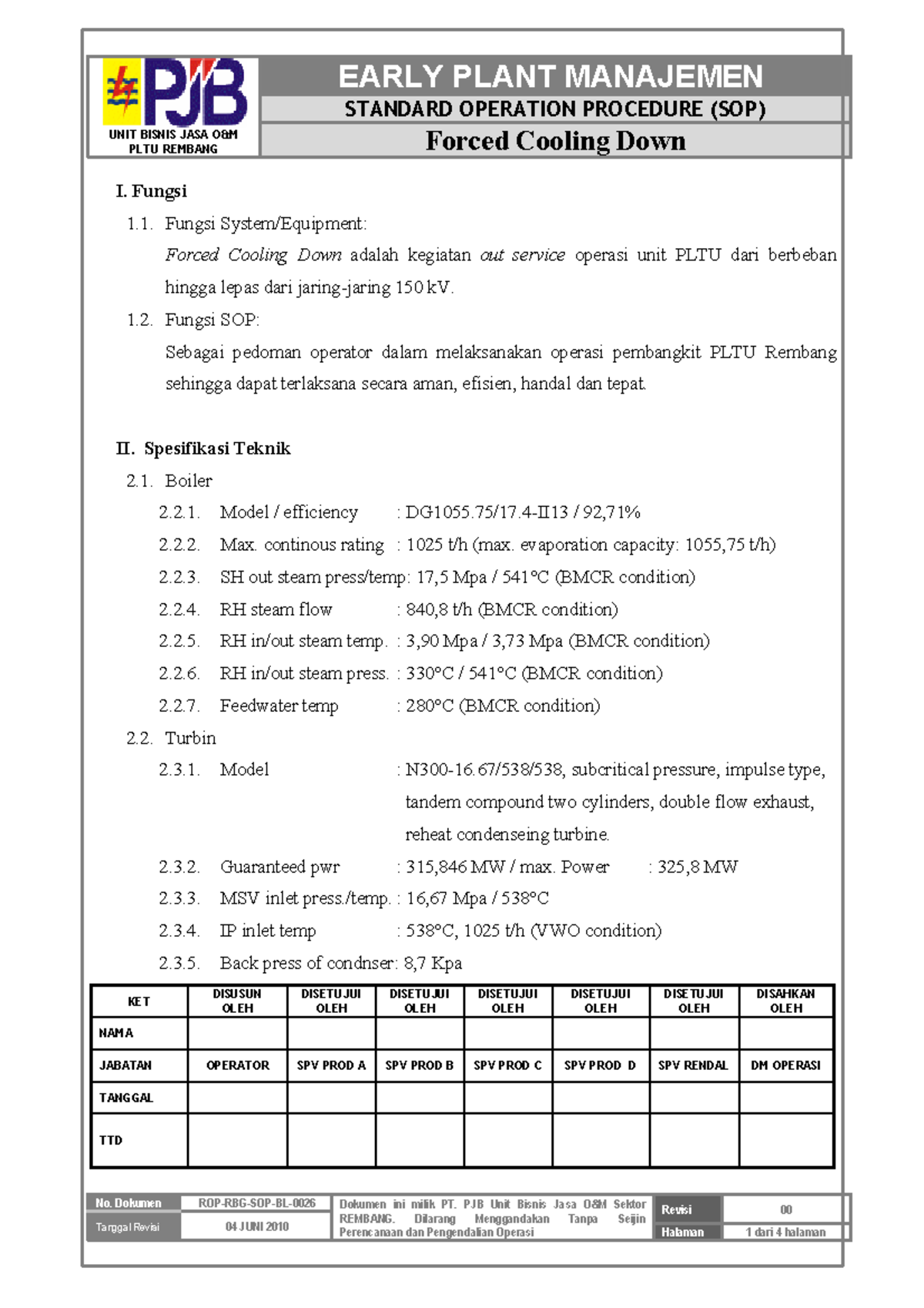 OJT BOP - SOP Forced Cooling Down PLTU Rembang ROP-RBG-SOP-BL-0026 ...