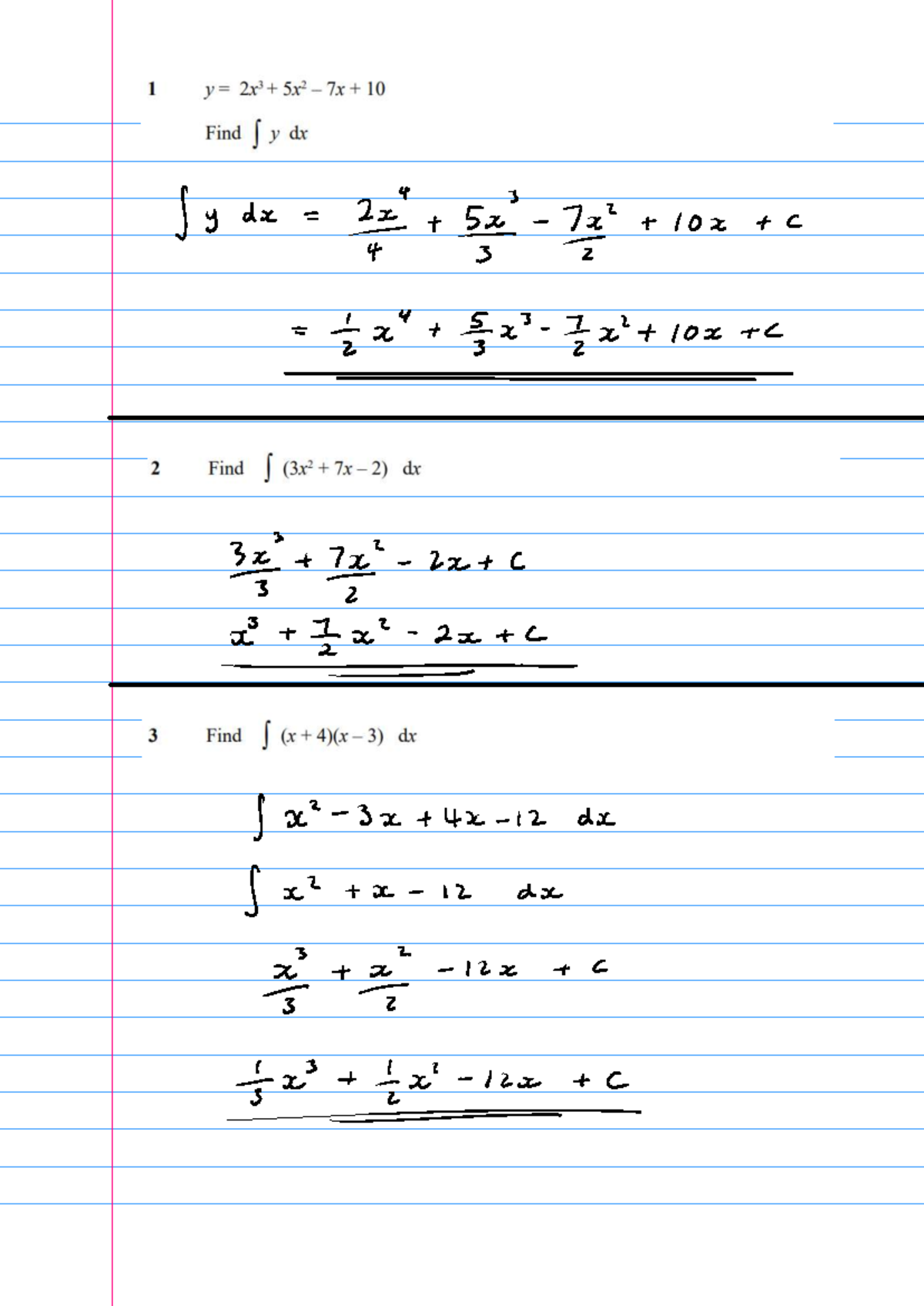 Calculus Exam Notes: Integration Techniques and Area Calculations - Studocu