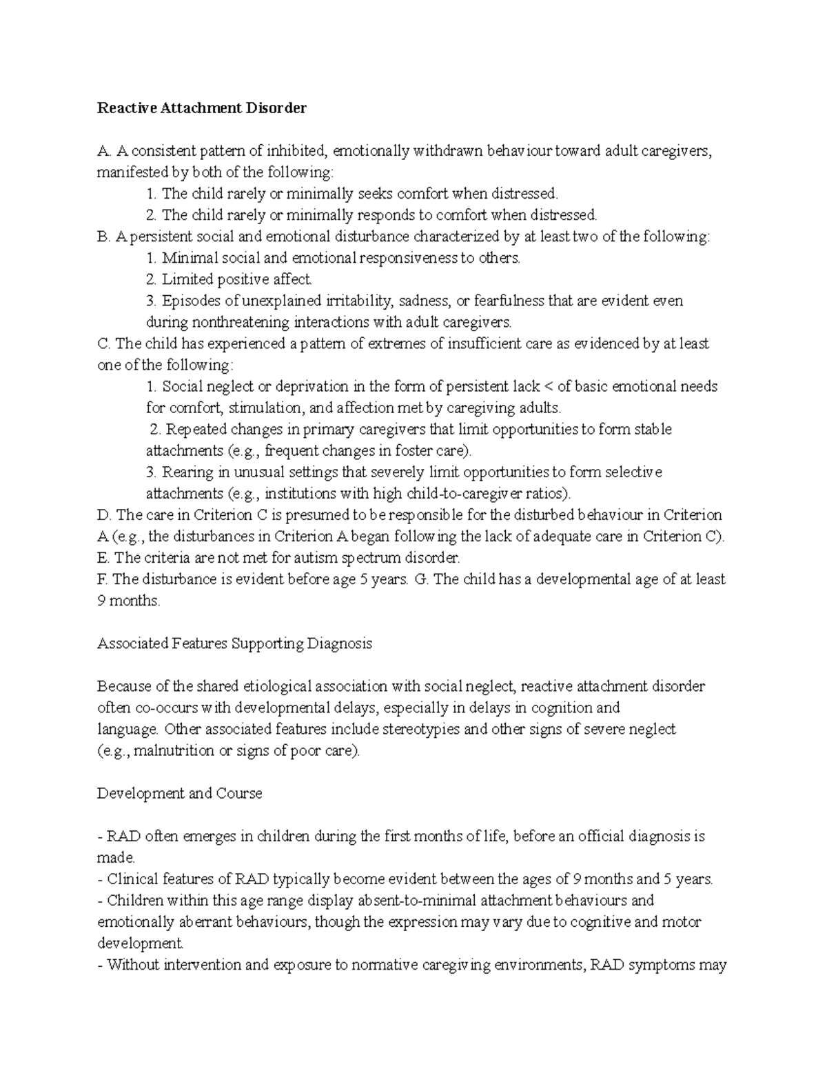 Psychopath Unit 2 - DSM Criteria: Reactive Attachment & Disinhibited ...
