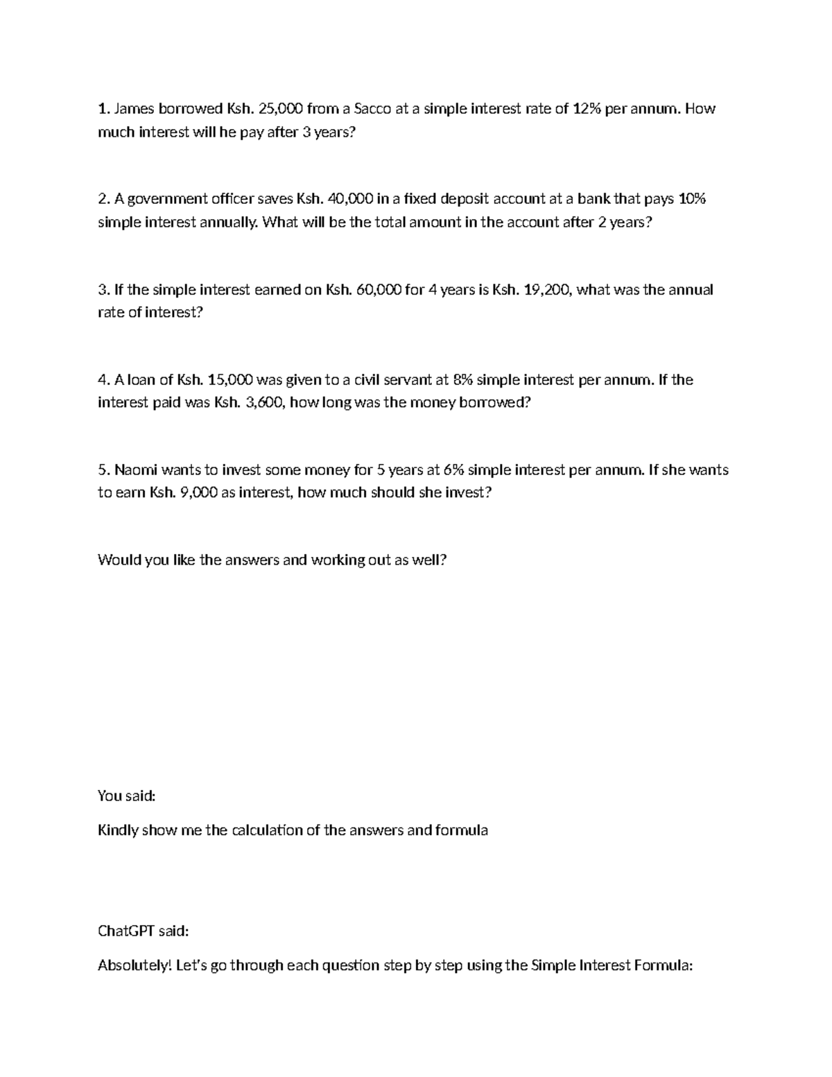 Business Calculation: Simple Interest Problems and Solutions - Studocu