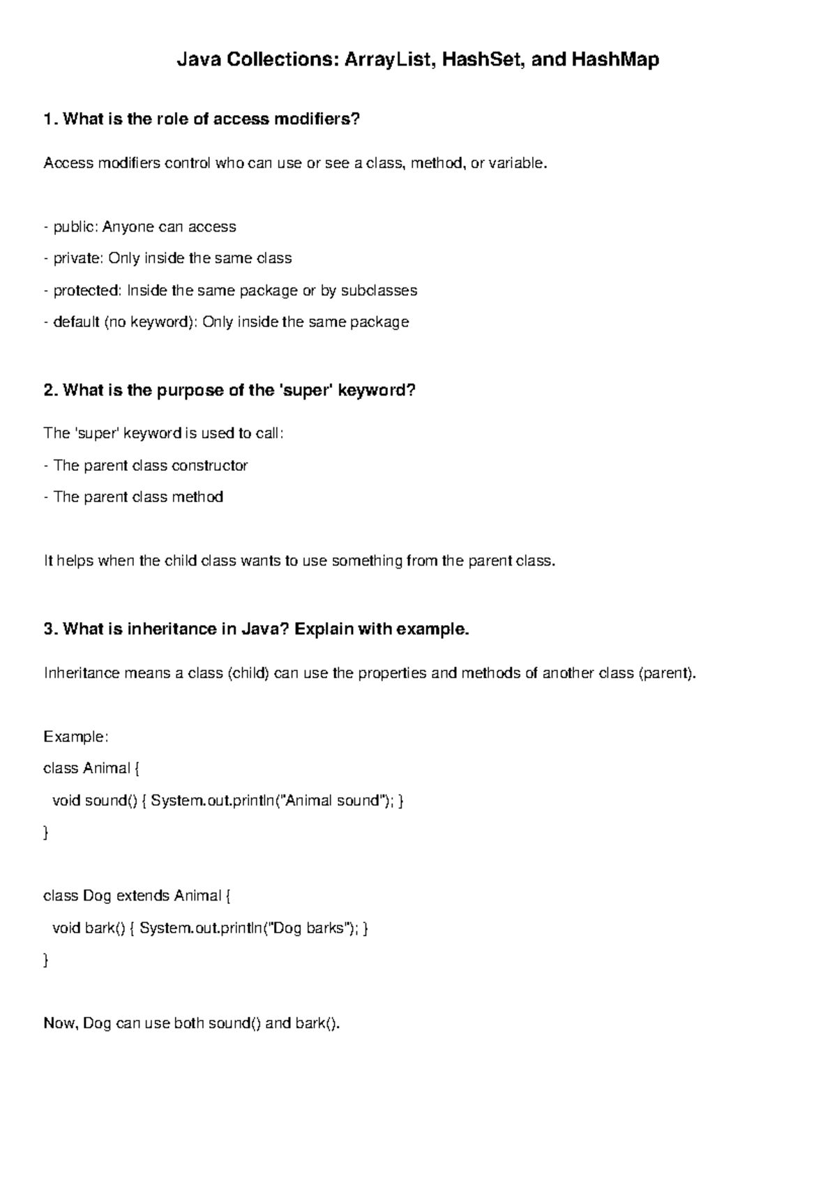 Java Collections: Inheritance and Polymorphism Easy Notes - Studocu