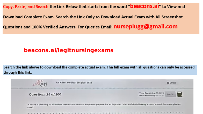 Pass 2025 RN ATI Med Surg Proctored Exam with NGN 100 Qs & Answers ...