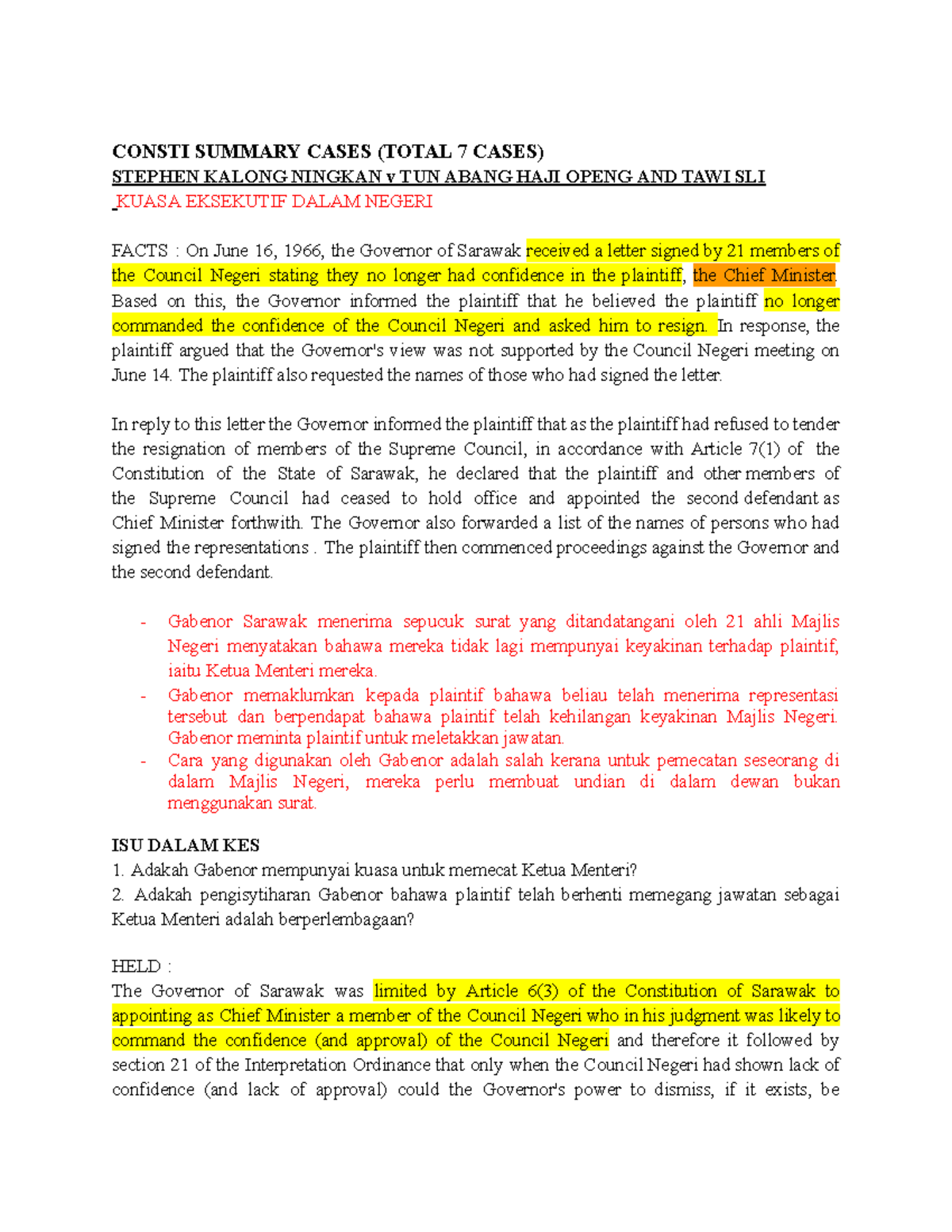 ## CONSTI Case Summaries: Key Legal Principles and Rulings - Studocu