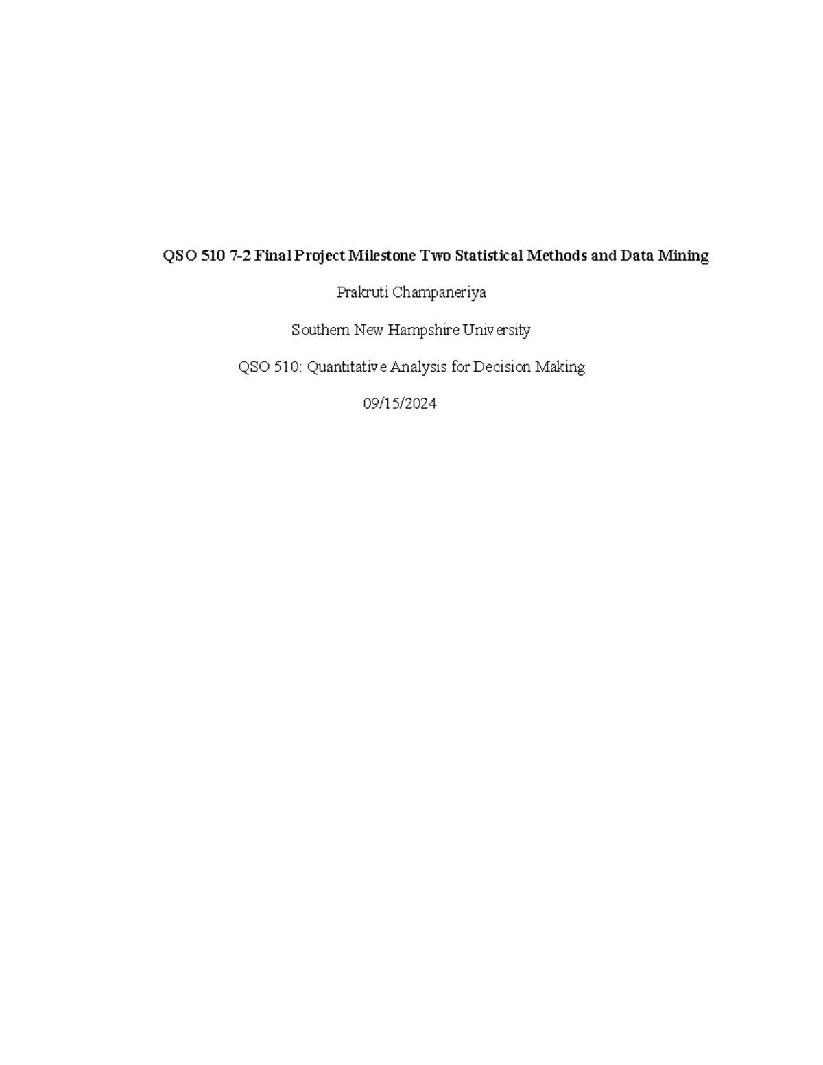 QSO 510 Midterm Scenario Analysis of Printing Equipment Investment ...