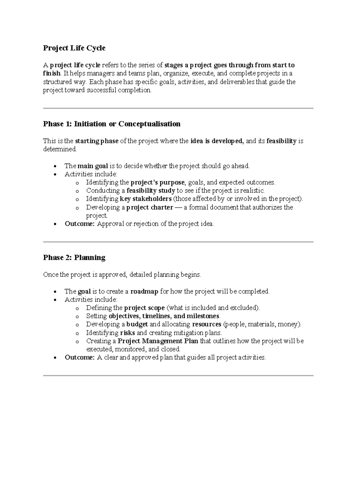 Project Life Cycle Overview: Stages & Key Activities - Studocu