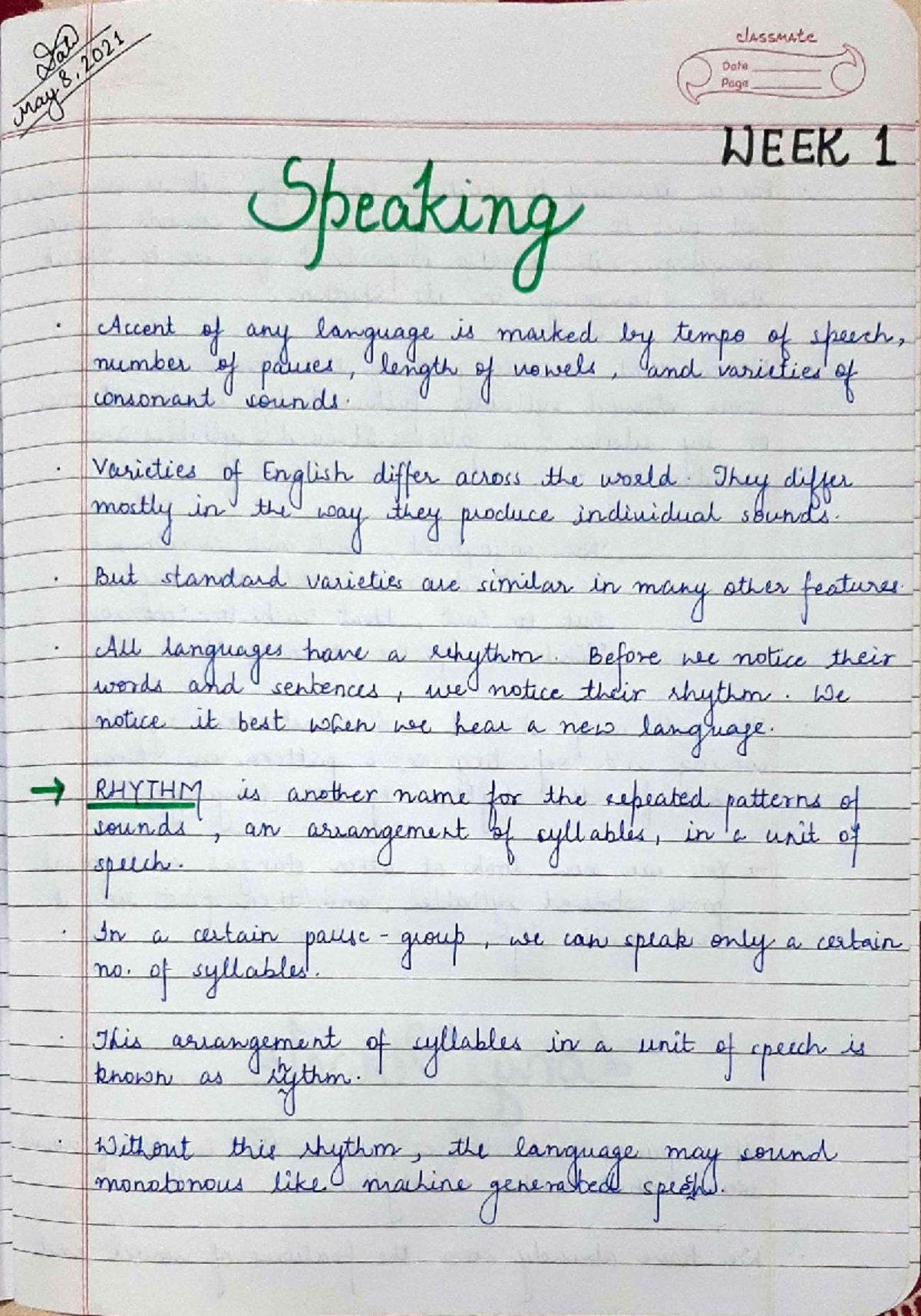 OF 12021 Week 1: Understanding Speech Rhythm and Indian English - Studocu