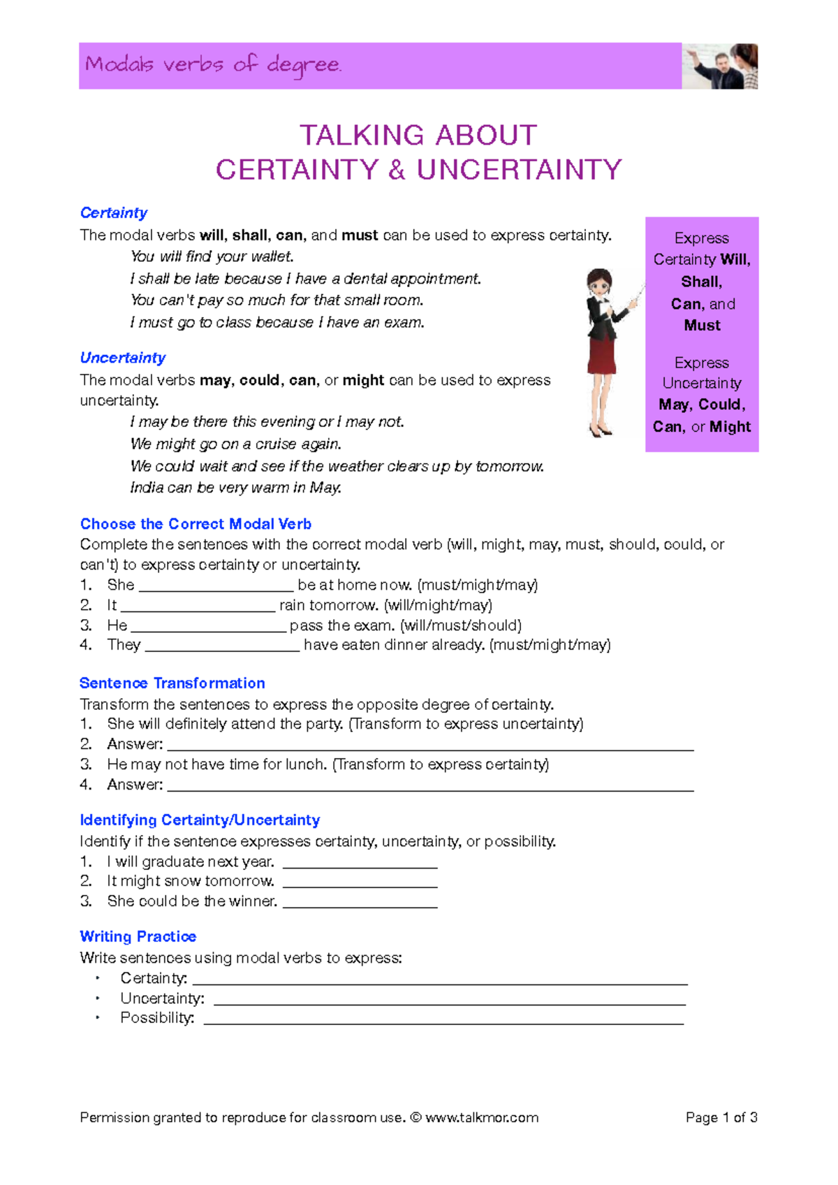 argumentative essay - TALKING ABOUT CERTAINTY & UNCERTAINTY Certainty ...