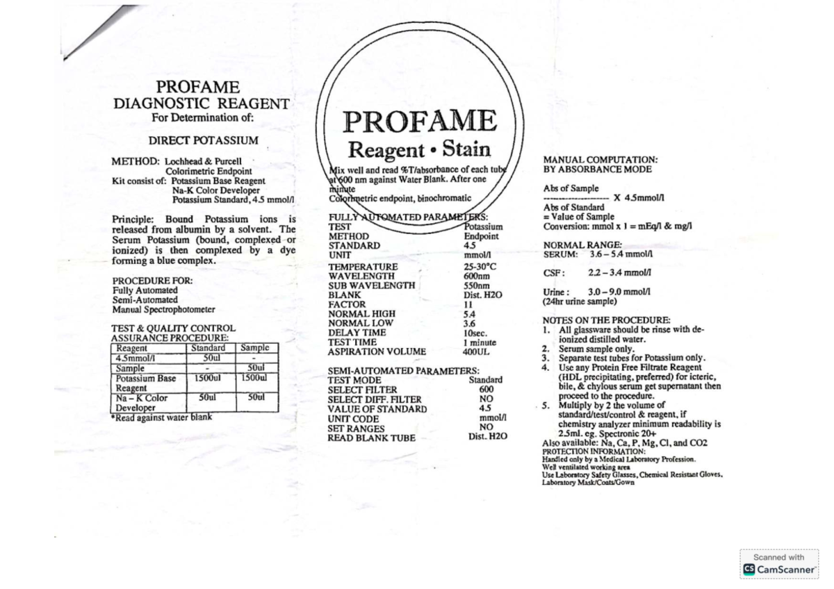 Na K Cl Ca Lab Inserts: Diagnostic Reagents & Procedures - Studocu