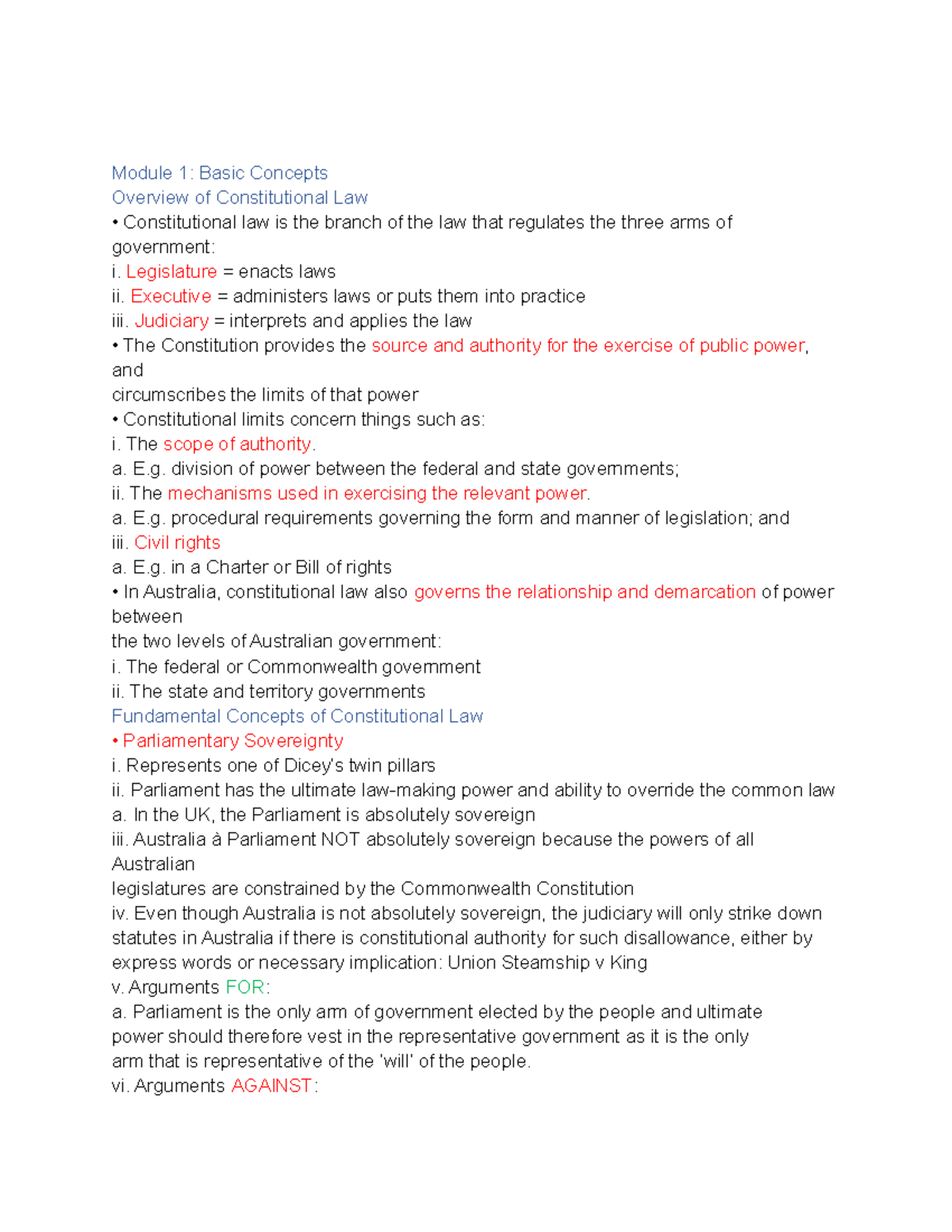 Constitutional Law EXAM NOTES - Key Concepts and Case Studies - Studocu