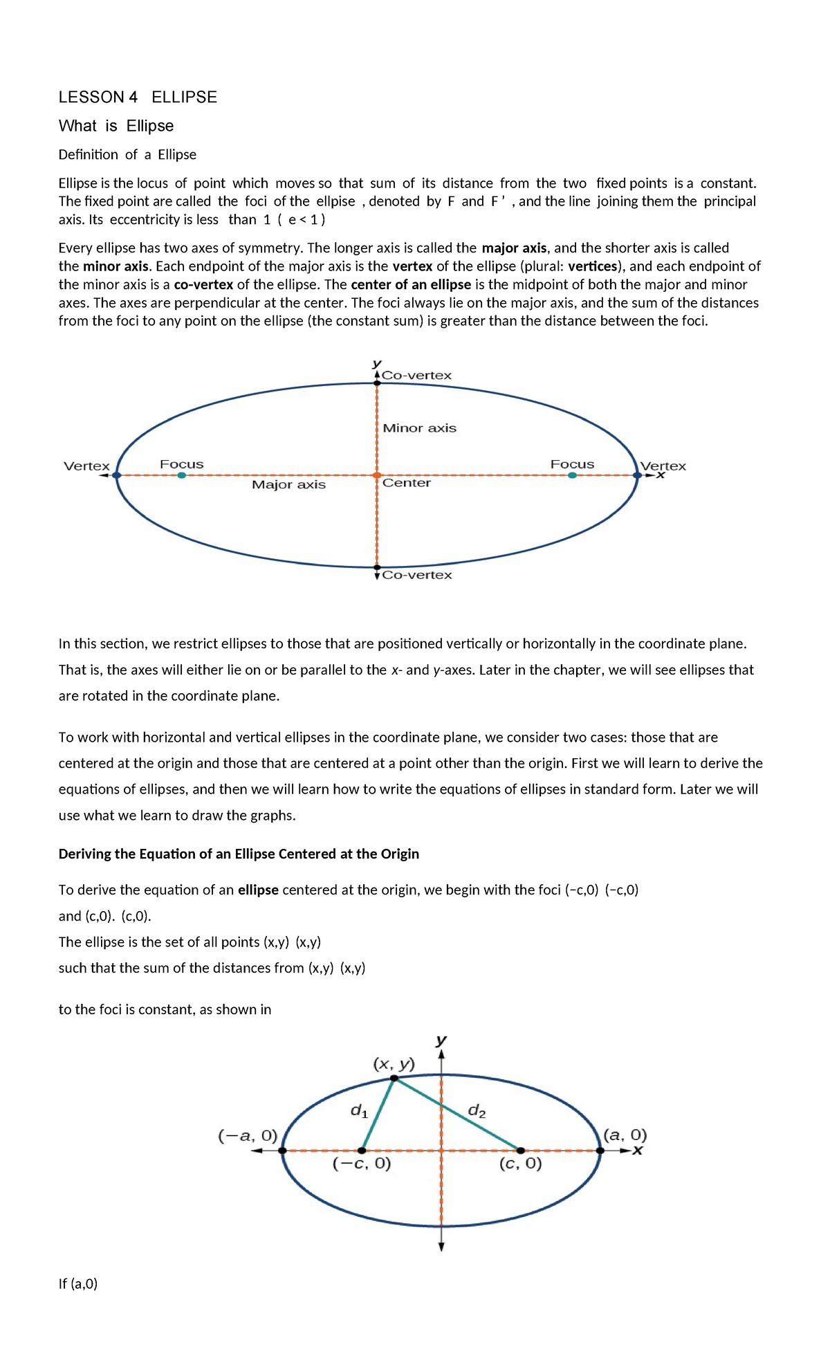 MODULE 3 ELLIPSE: Understanding the Definition and Properties - Studocu