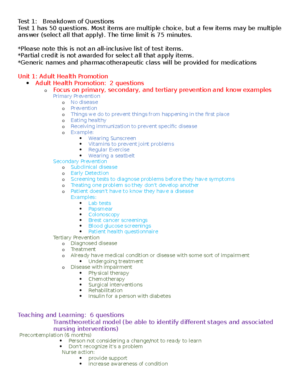 Adults Exam 1 Study Guide - Spring 2022 VCU - Studocu