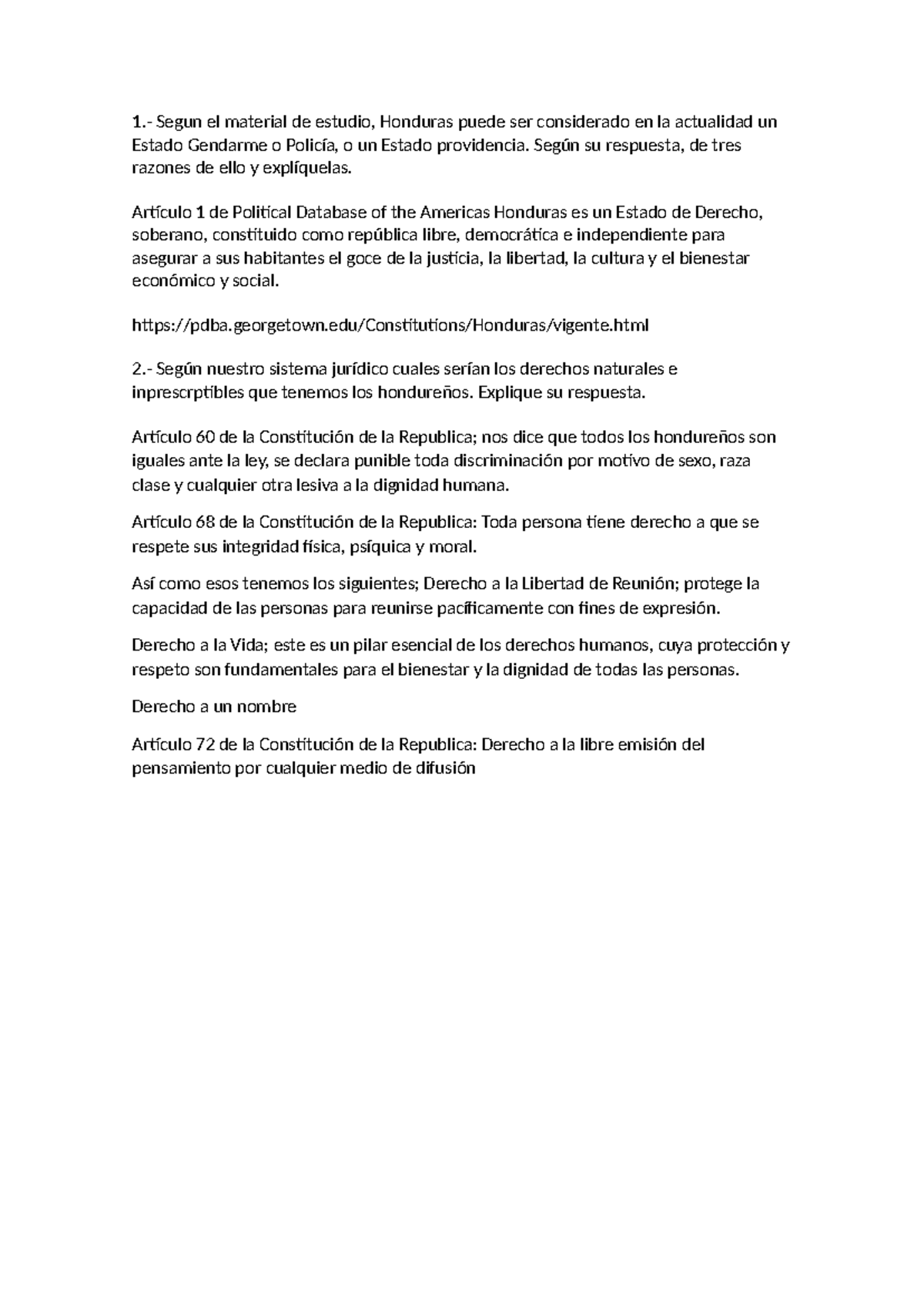 Evaluación 1: Estado de Derecho y Derechos Humanos en Honduras - Studocu