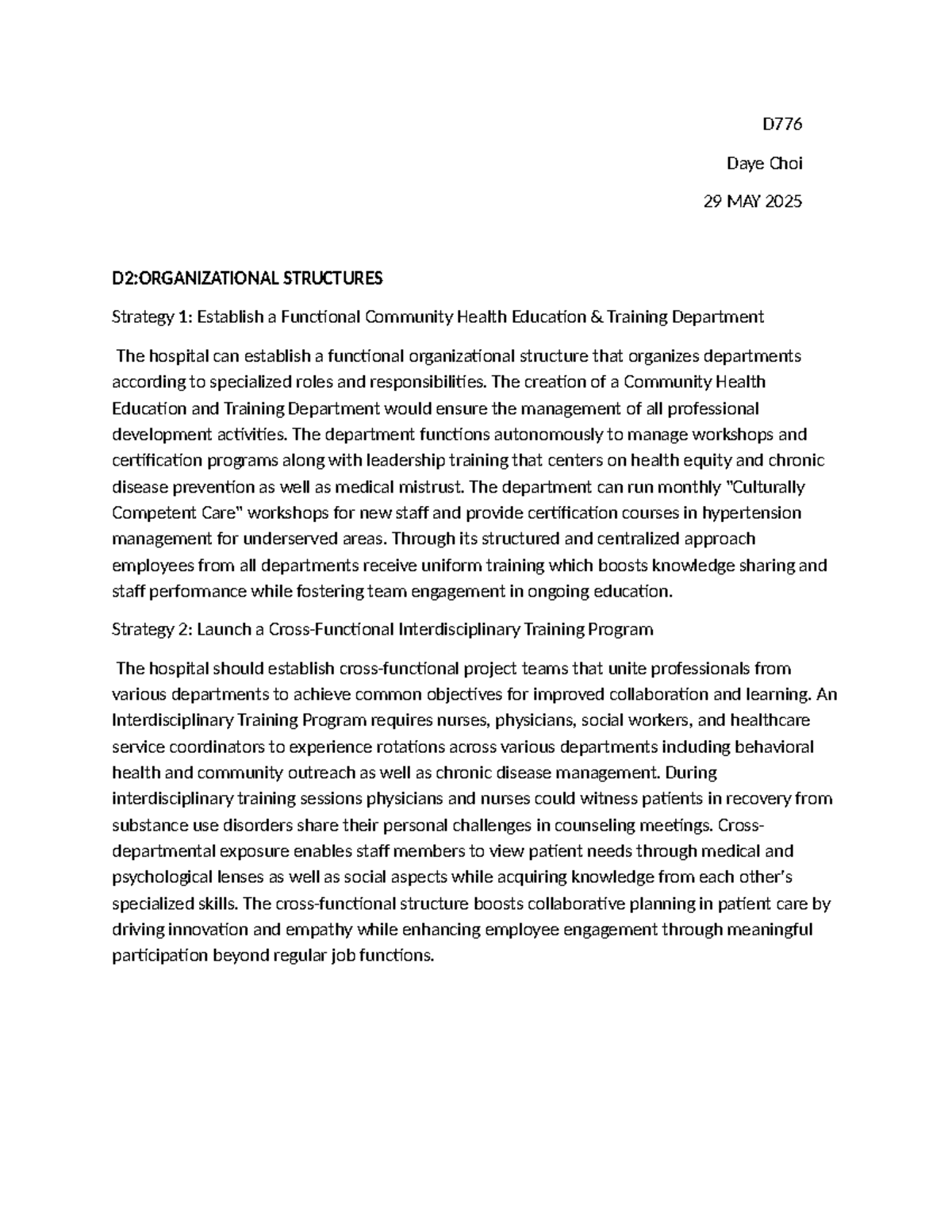 D776 D2: Strategies for Community Health Education & Training - Studocu