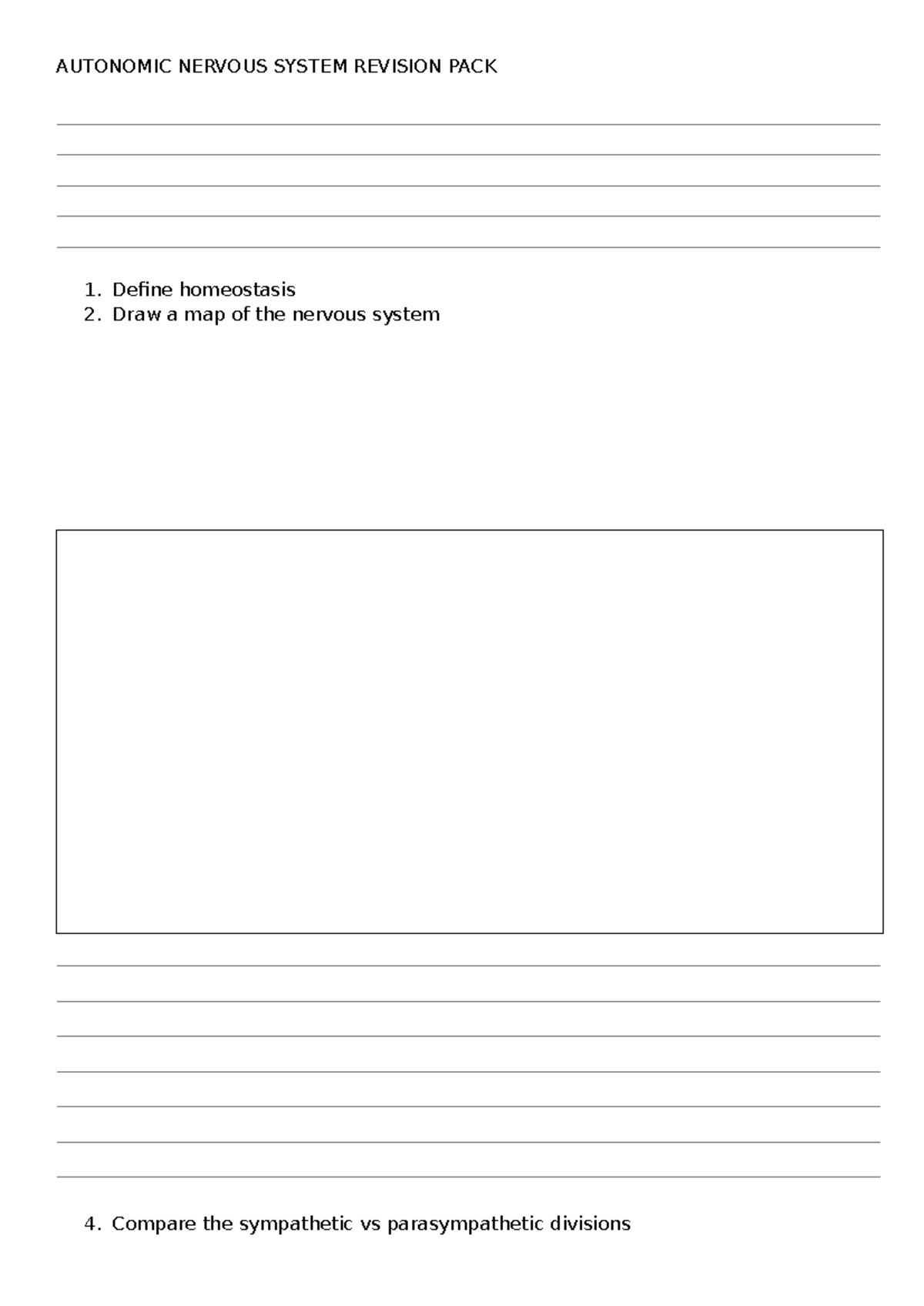 AUT 101: Autonomic Nervous System Revision Sheet - Studocu